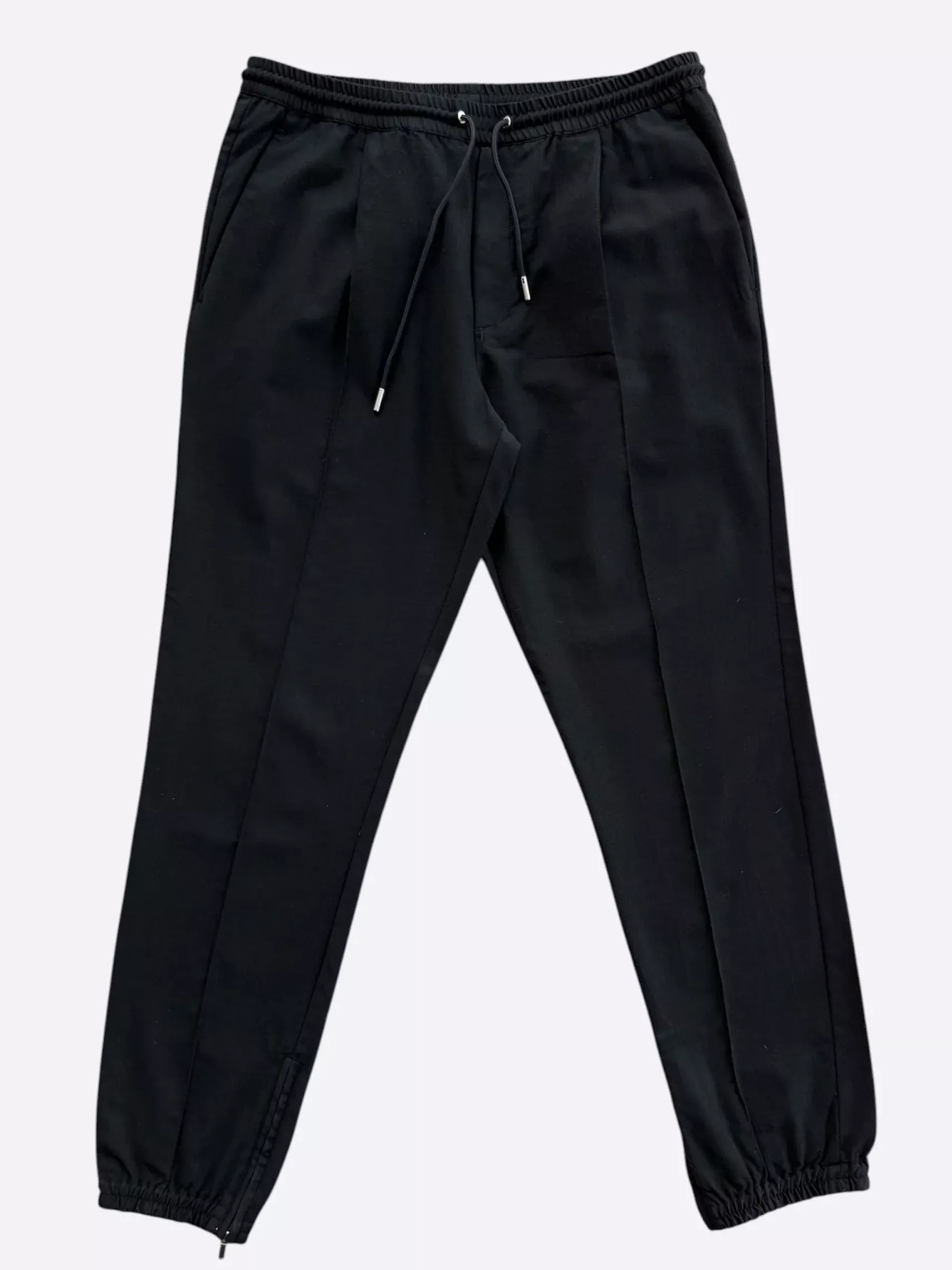 Dior Black Pleated Wool Jogger Pants