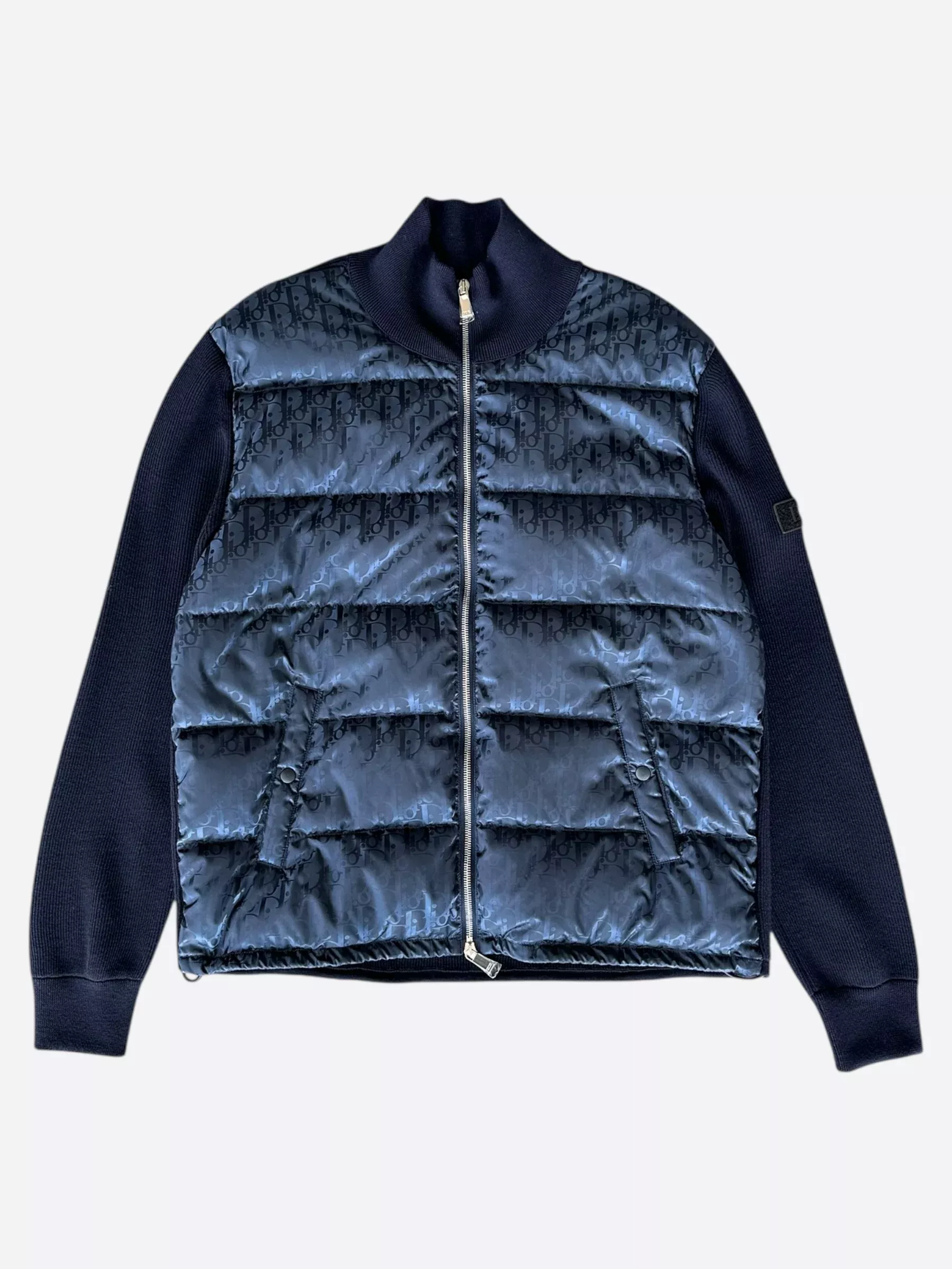 Dior Navy Oblique Knit Puffer Jacket