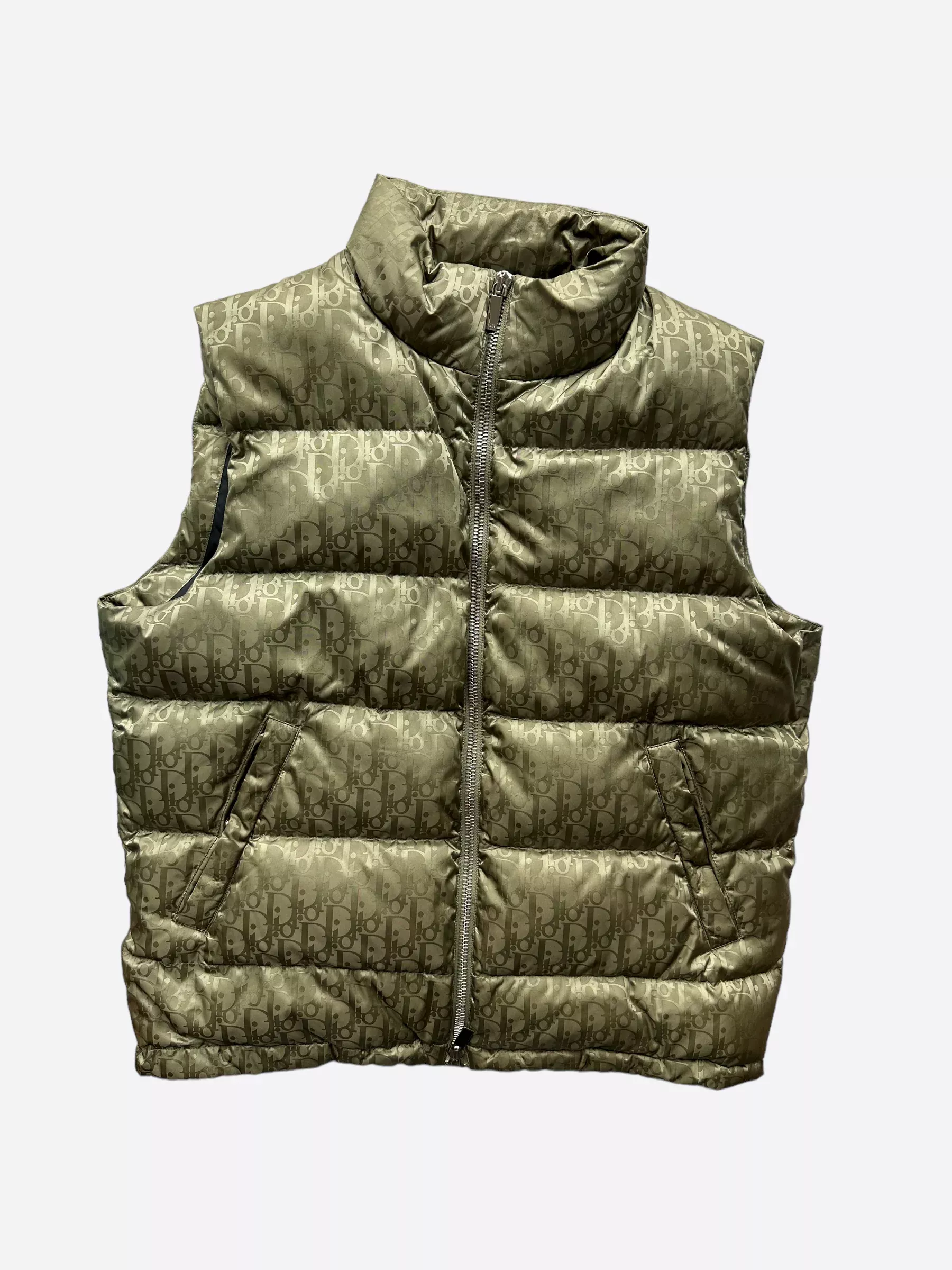 Dior Olive Oblique Puffer Vest