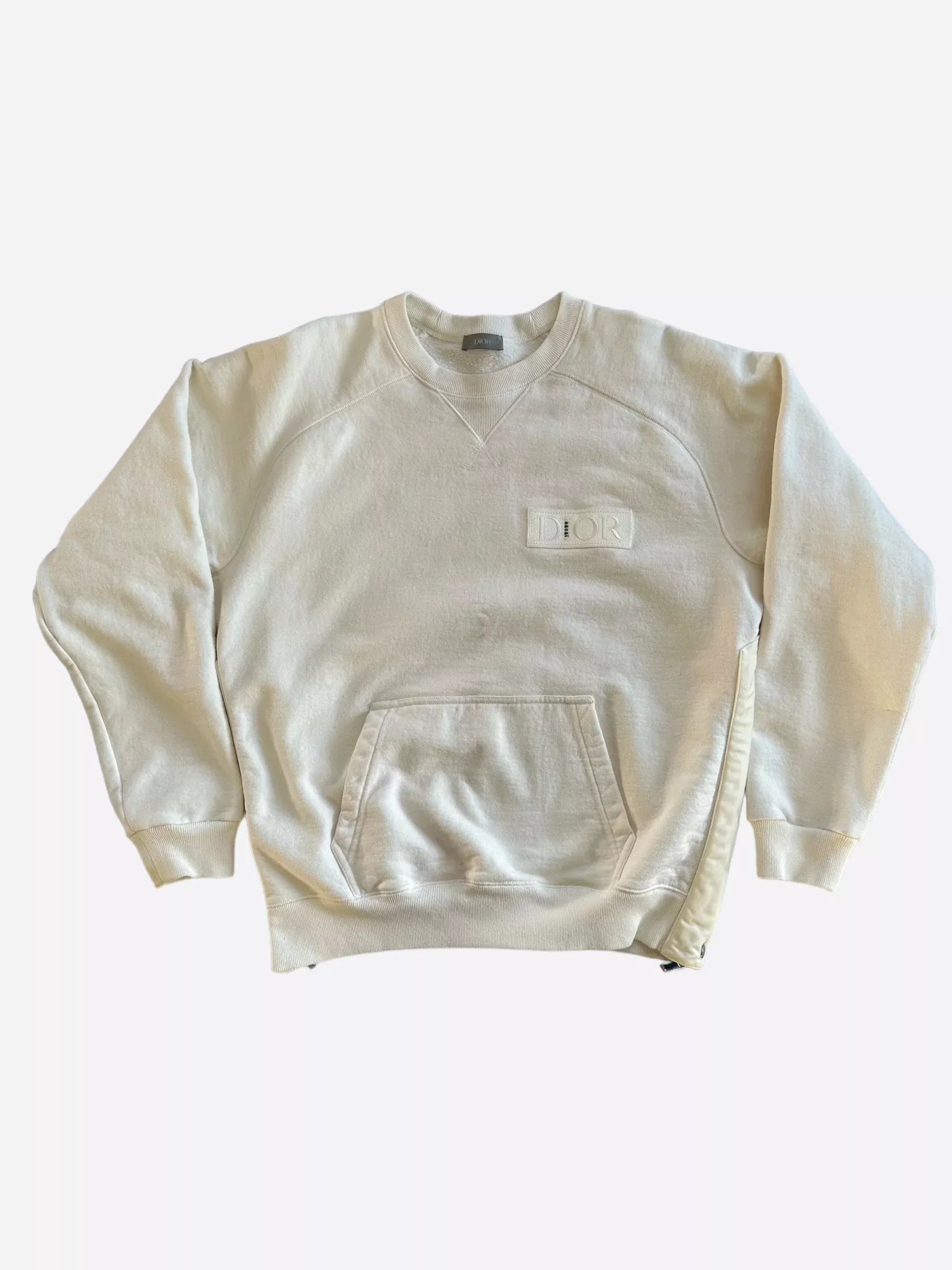 Dior Sacai White Embroidered Patch Sweater