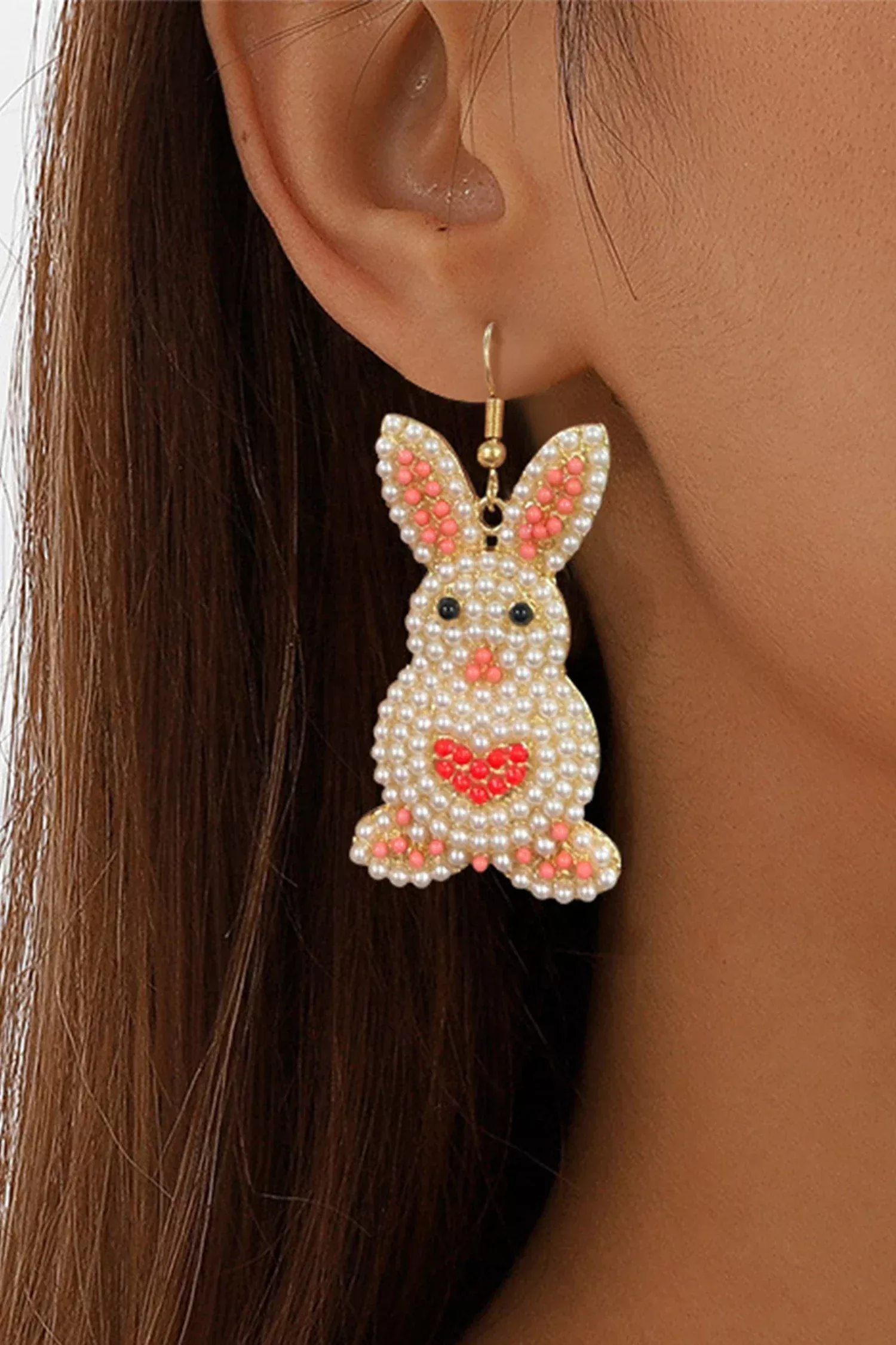 DLLER 29 - White Easter Bunny Luminous Beading Earrings