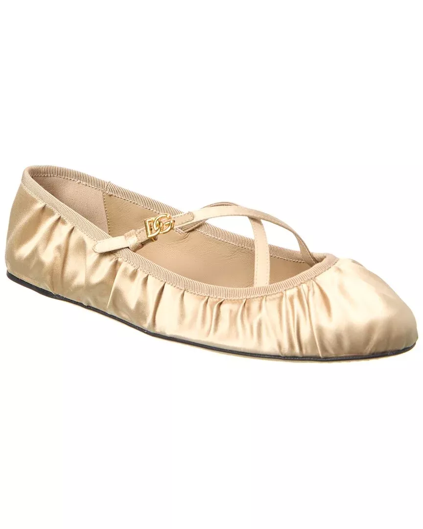 Dolce & Gabbana Logo Satin Flat