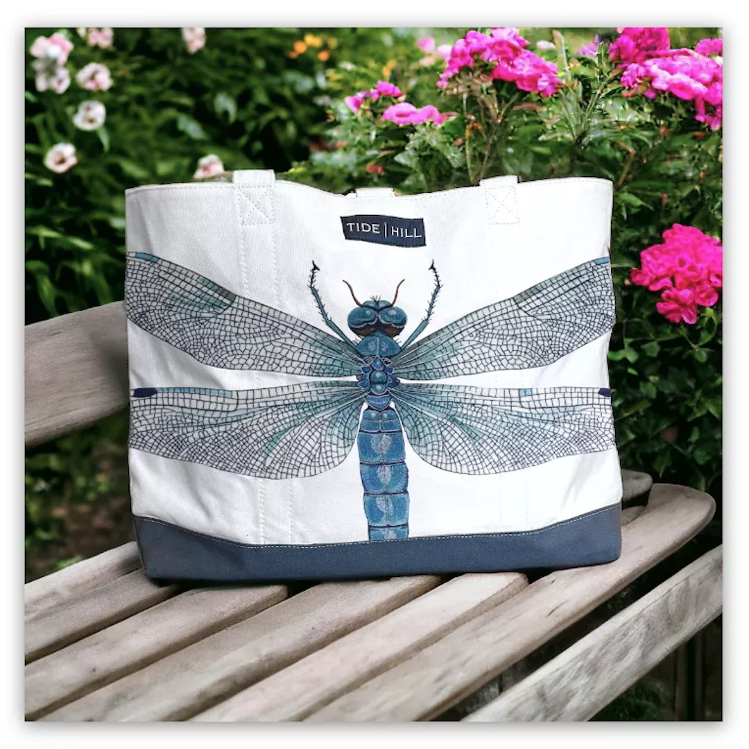 Dragonfly Embroidered Tote Bag