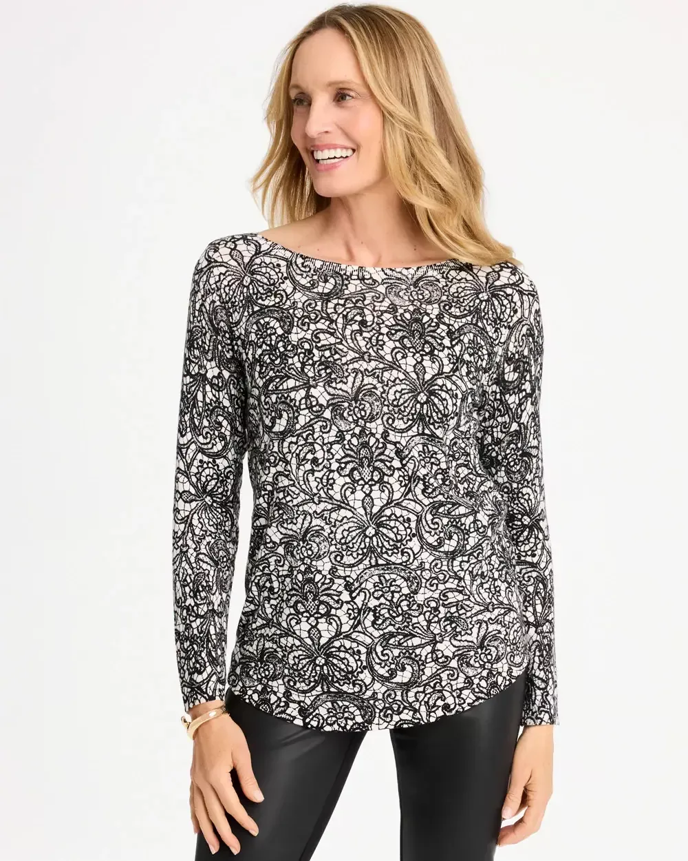 Ella Bateau Printed Pullover Sweater