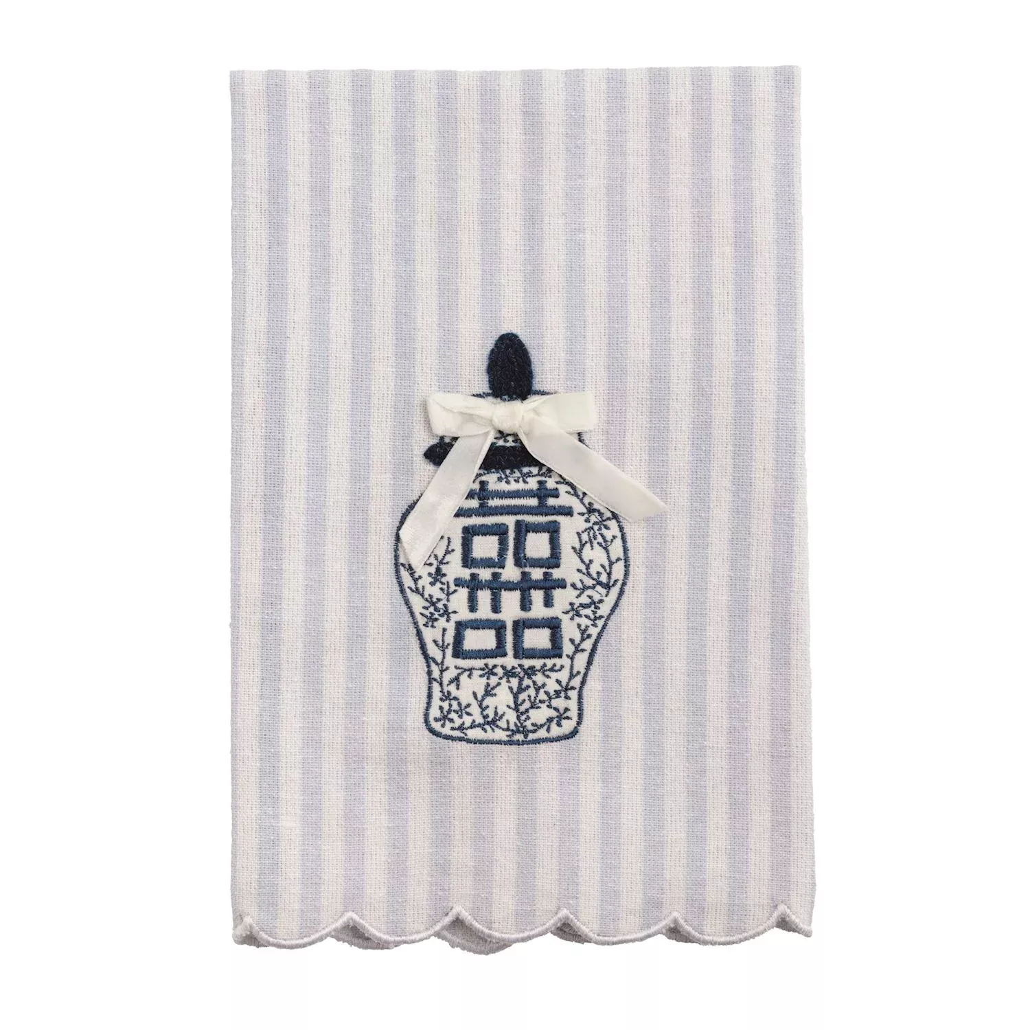 Embroidered Ginger Jar Tea Towel