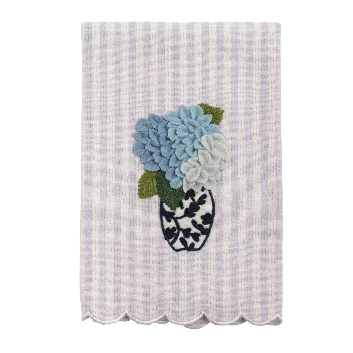Embroidered Hydrangea Tea Towel