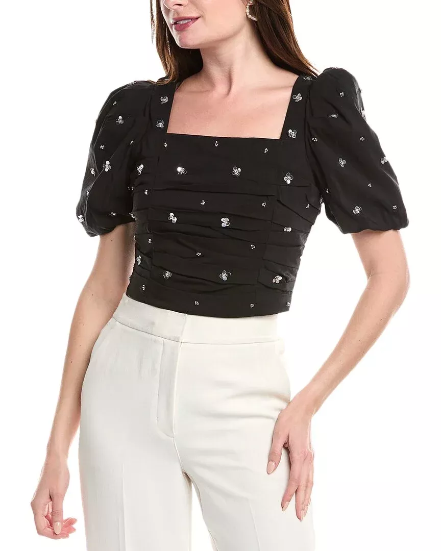 Endless Rose Embellished Pleated Top