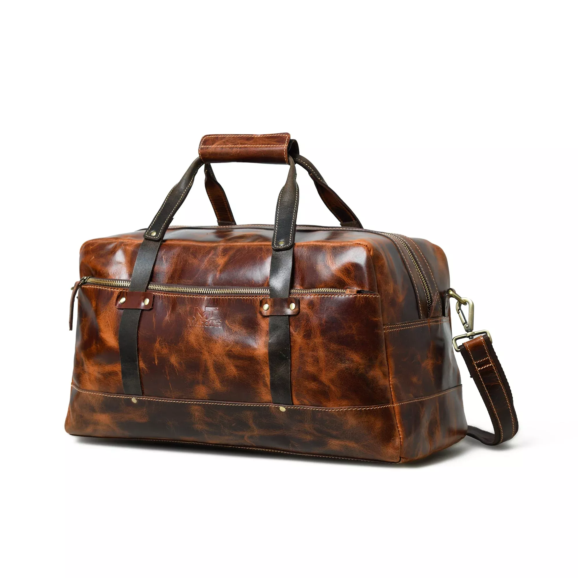 Espresso Elegance Carry on Duffle, Saddle Tan
