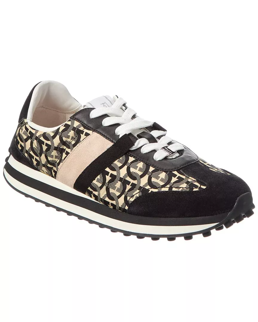 Ferragamo Gancini Canvas & Suede Sneaker