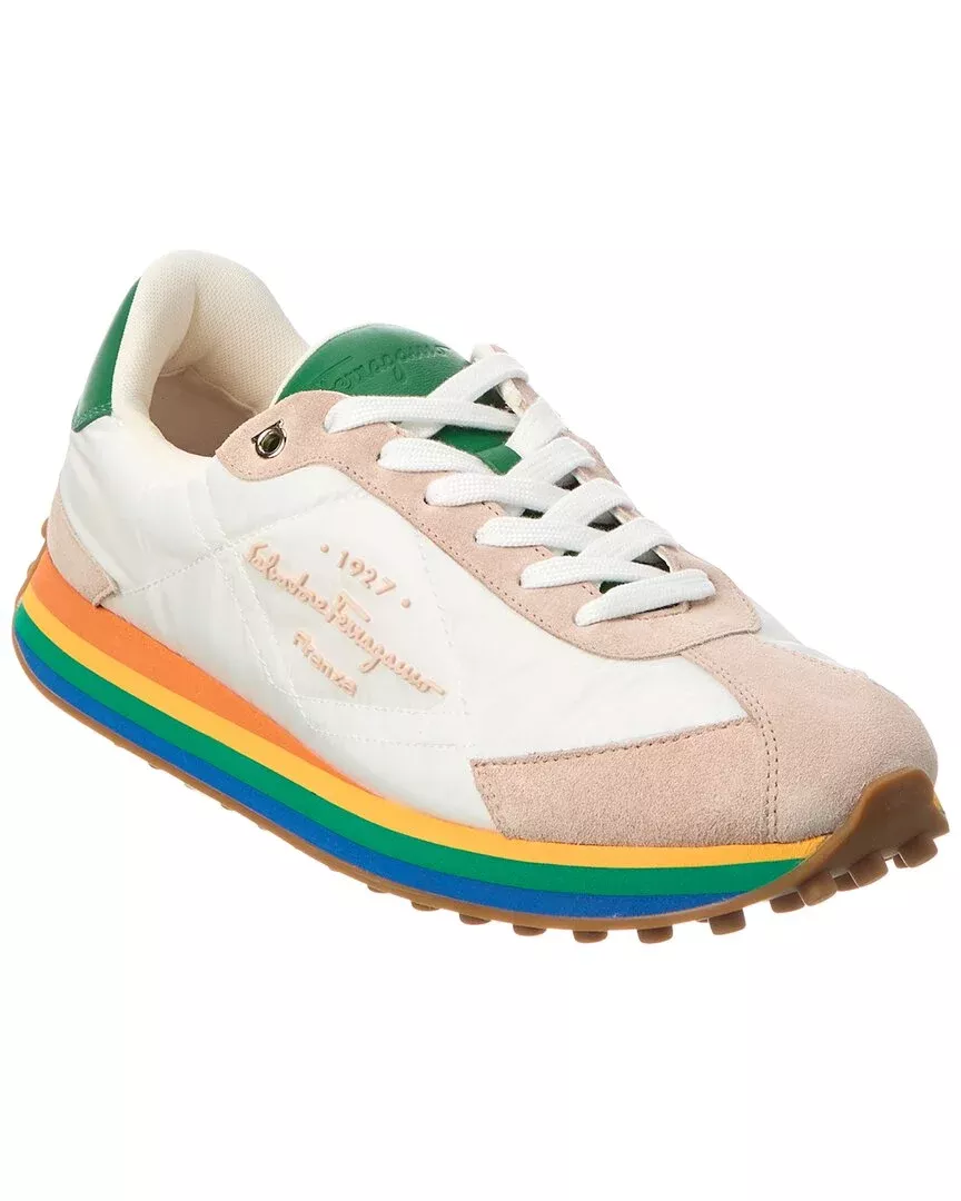 Ferragamo Quilted Canvas & Suede Sneaker