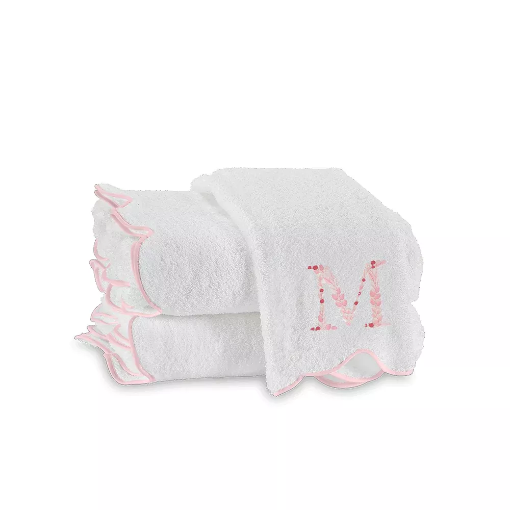 Flowering Vine Monogram on Cairo Scallop Customizable Towel