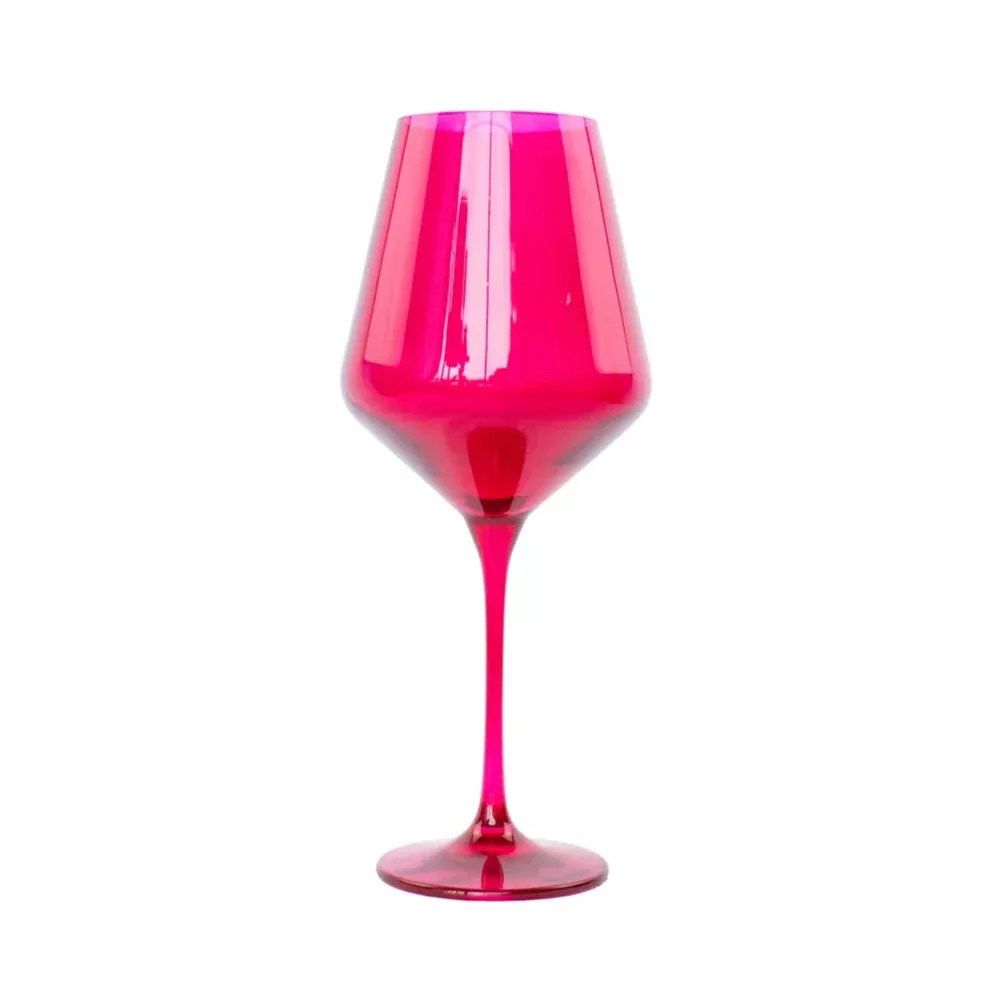 Fuchsia Stemmed Wine Glasses