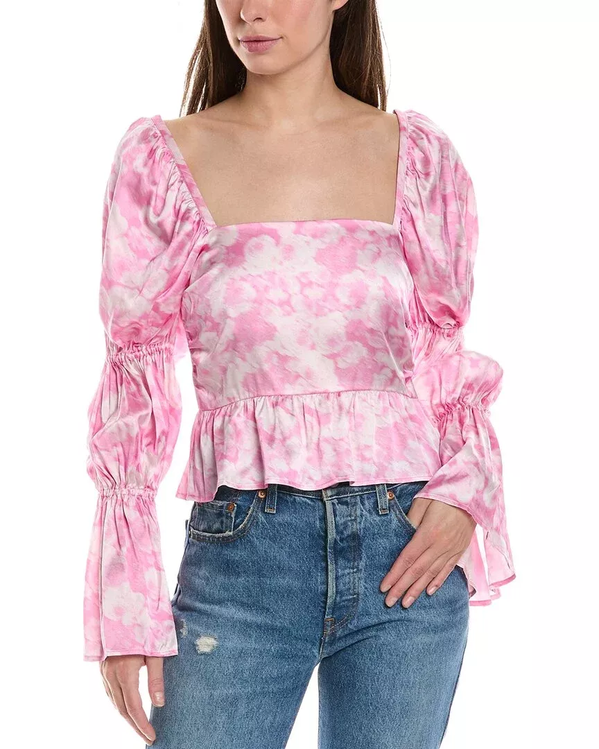 Ganni Satin Silk-Blend Blouse