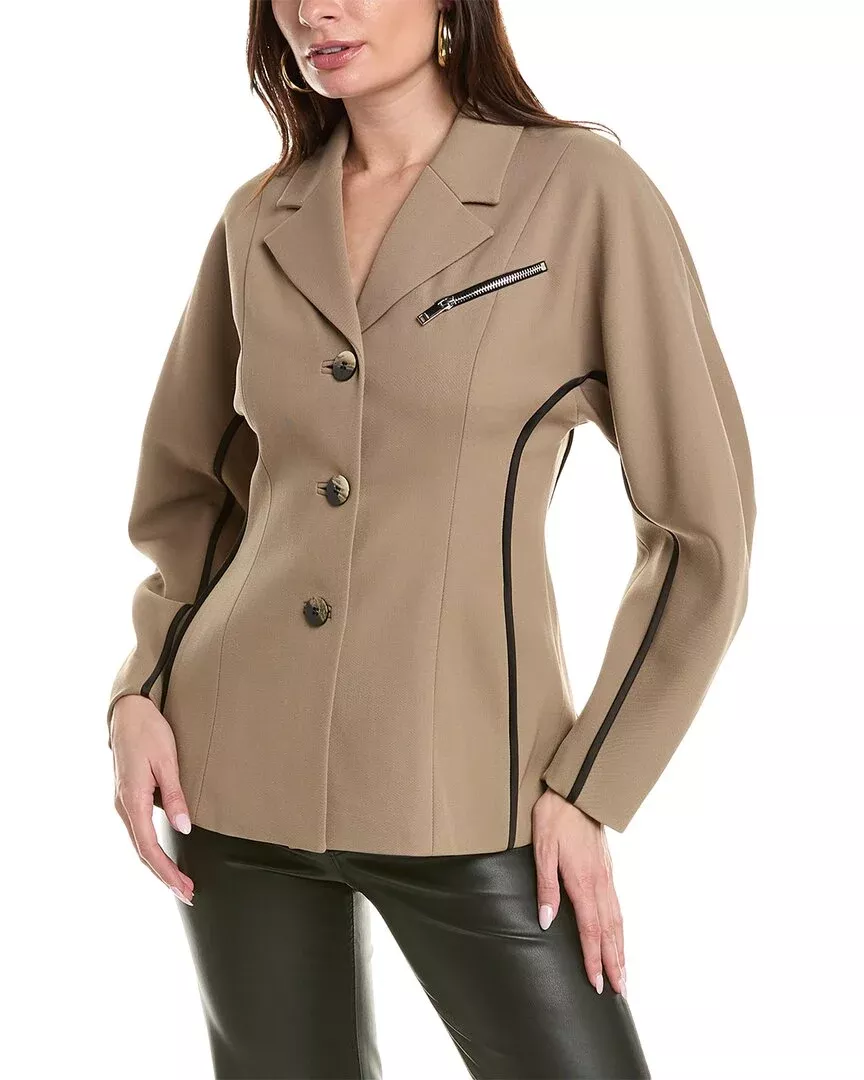 Ganni Twill Suiting Wool-Blend Blazer
