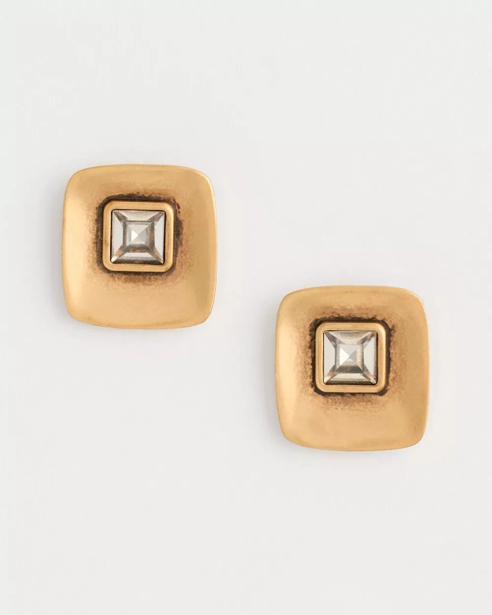 Gold Pave Square Stud Earrings