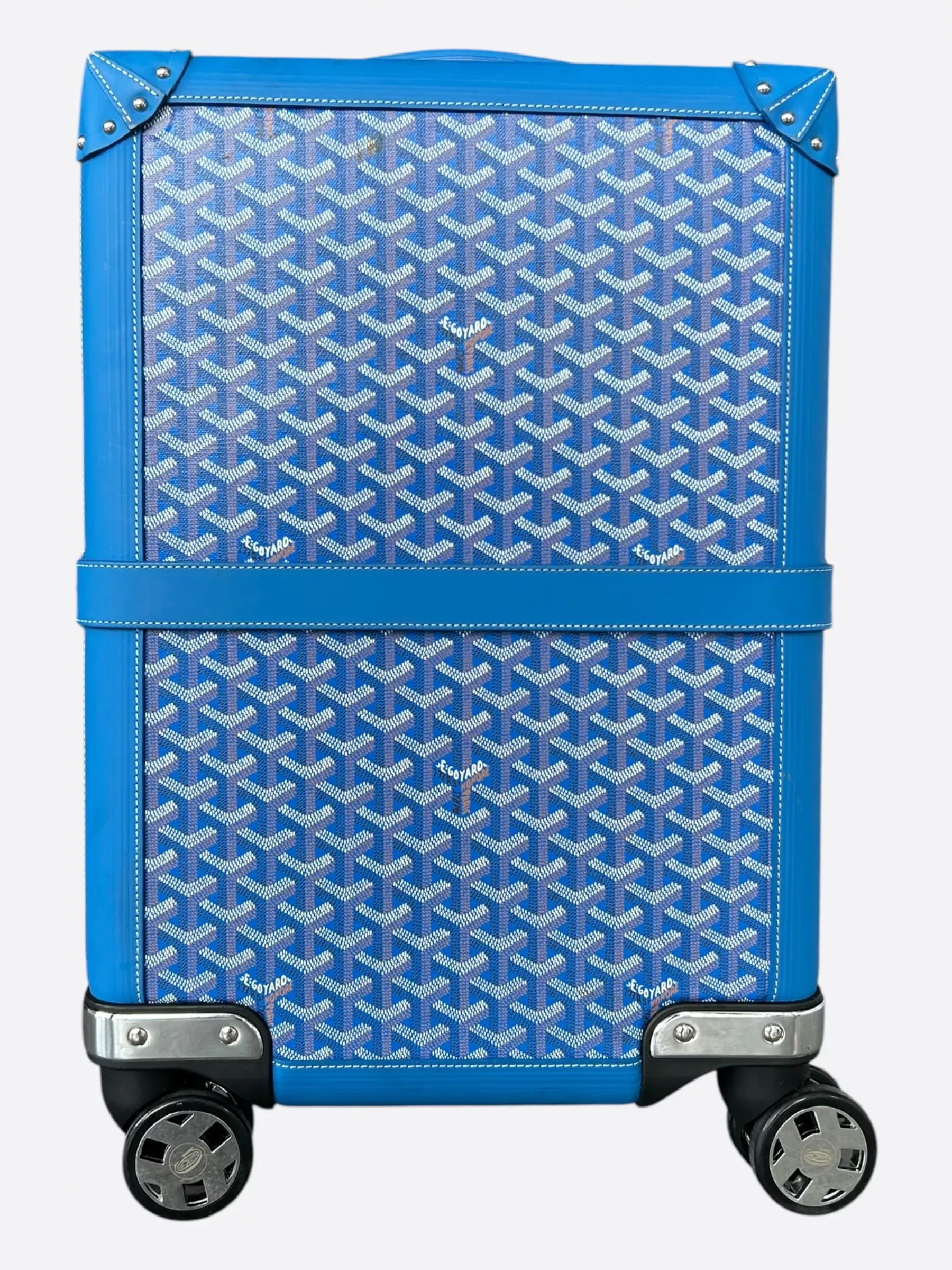 Goyard Blue Bourget PM Trolley Suitcase