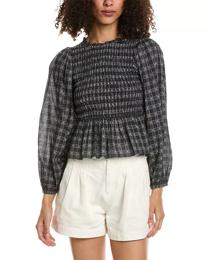 The Great The Contessa Linen-Blend Top