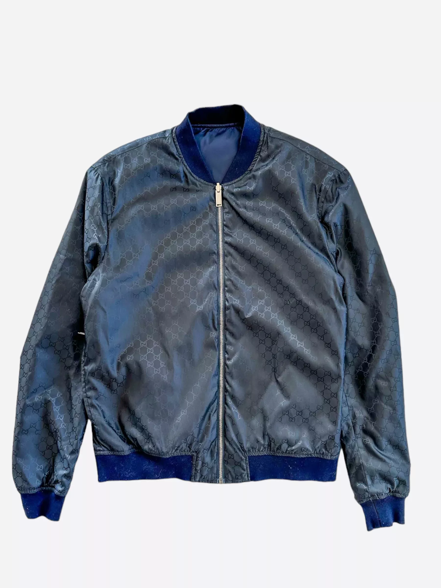 Gucci Black GG Monogram Reversible Bomber Jacket