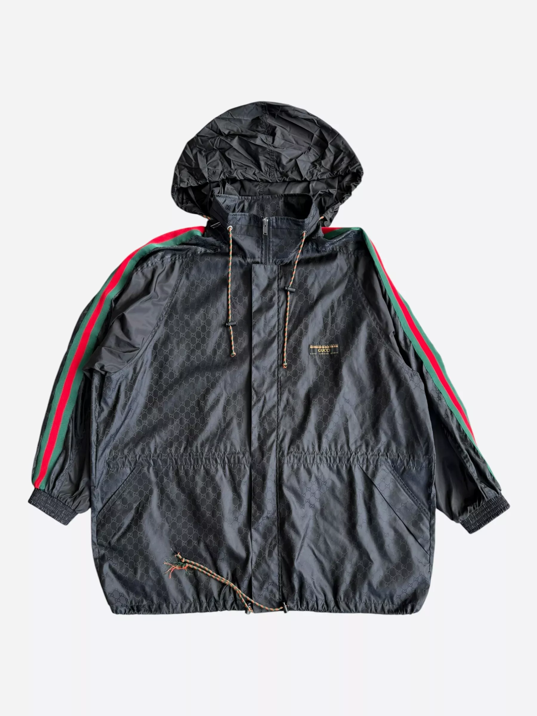 Gucci Black & Multicolor GG Monogram Striped Windbreaker