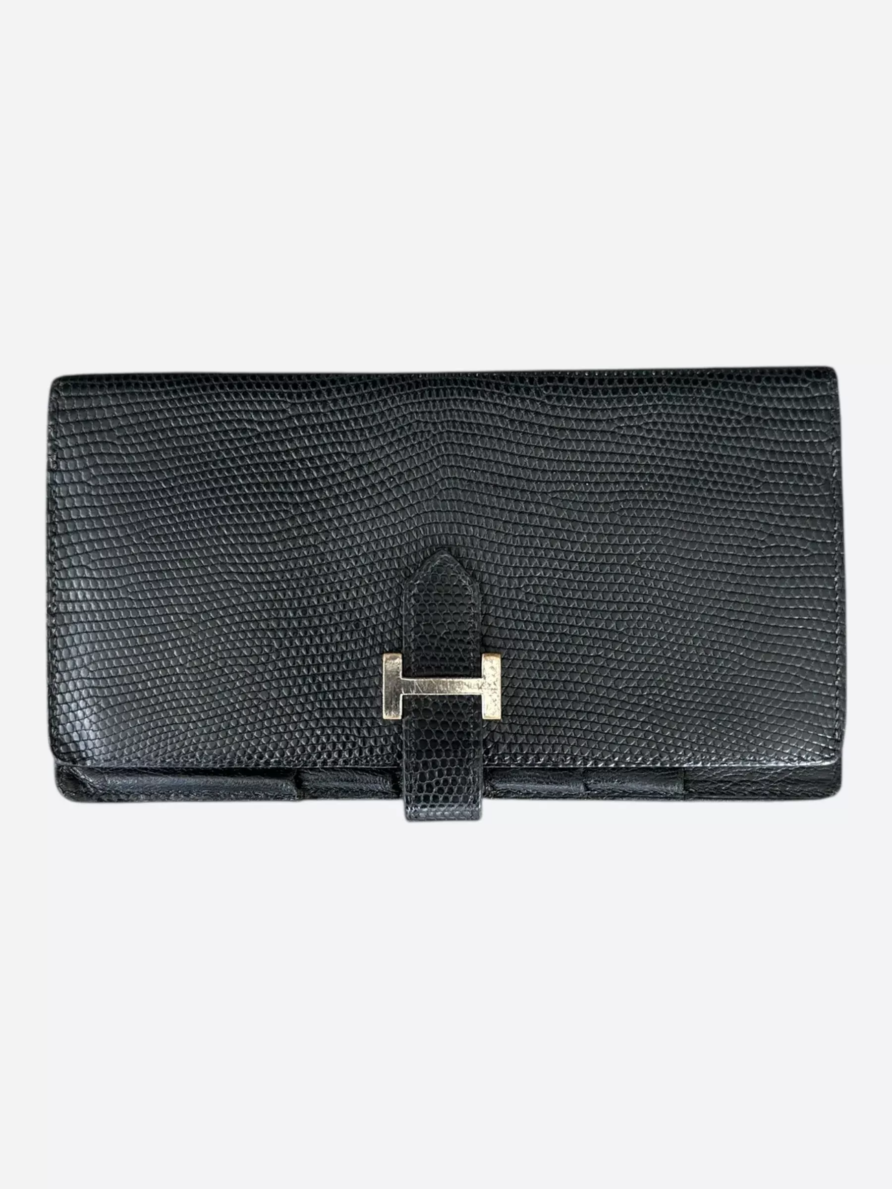 Hermes Black Lizard Bearn Wallet