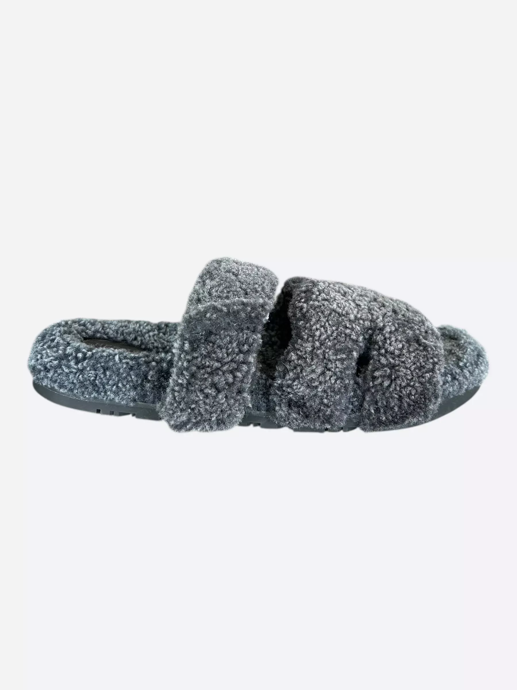 Hermes Grey Chypre Shearling Sandals