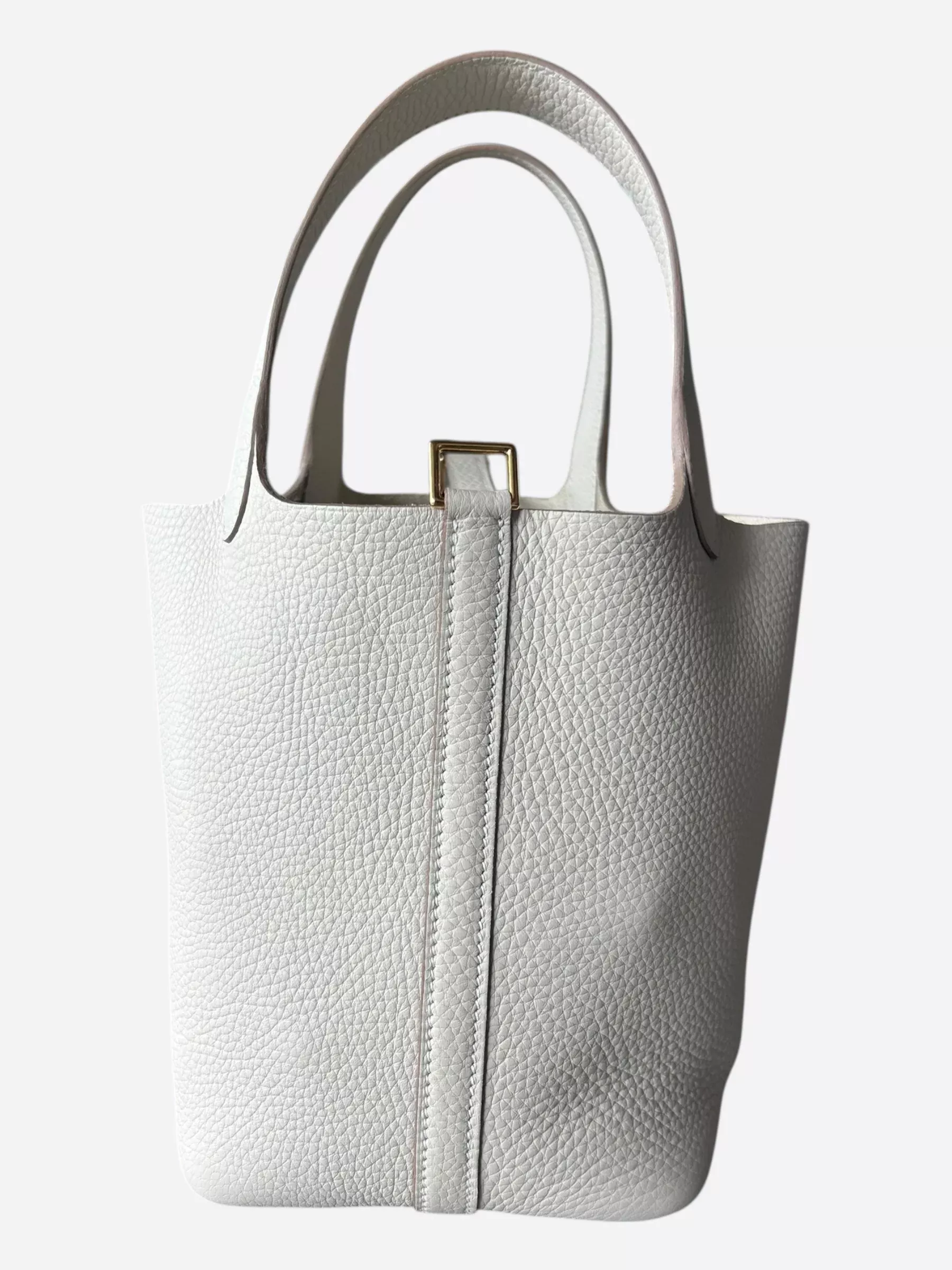 Hermes White Clemence Picotin 18