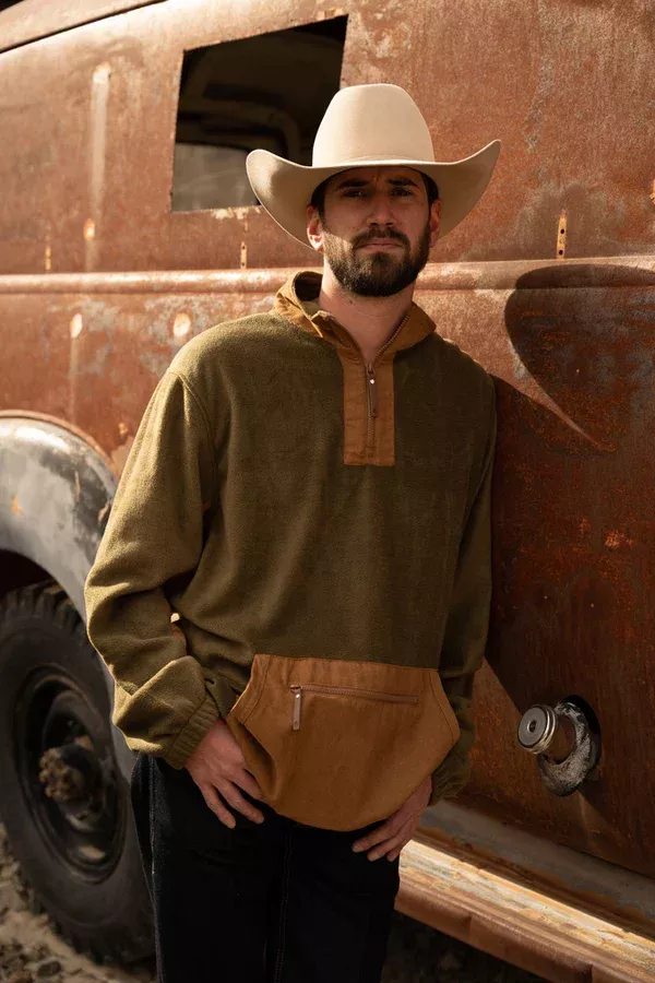 HFP008OLBR - "Hooey Fleece Pullover" Olive/Brown