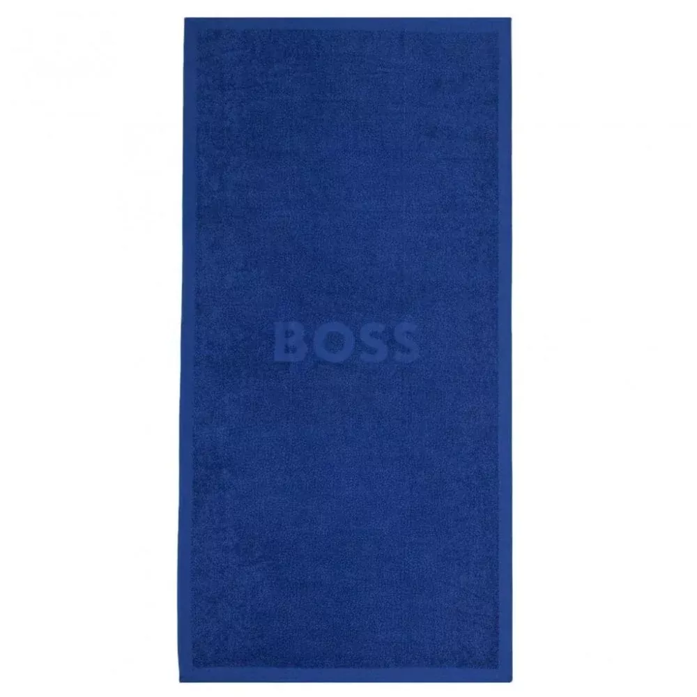Hugo Boss Men's Solid Cotton Beach Towel, Medium Blue