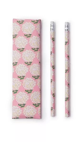 Hydrangea Pencils - White Flower on Pink Background