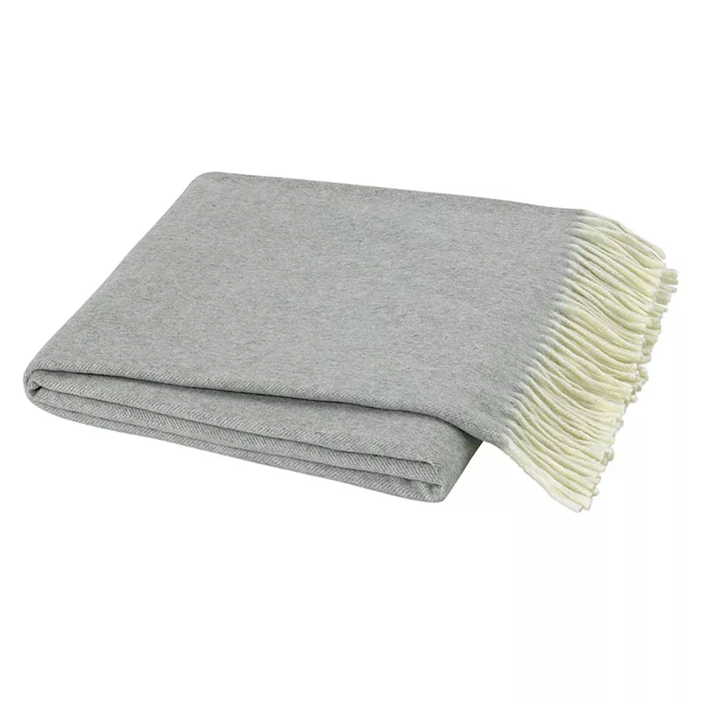 Italian Herringbone Throw - Light Grey