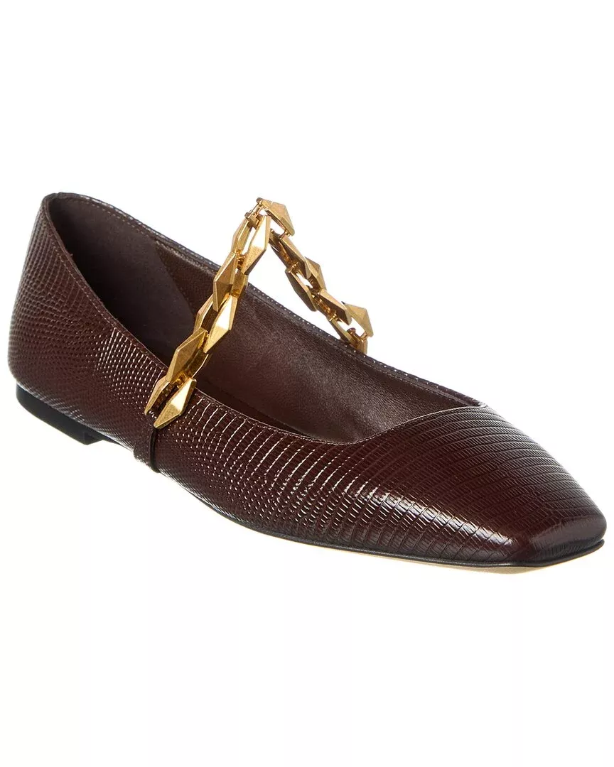 Jimmy Choo Diamond Tilda Lizard-Embossed Leather Flat