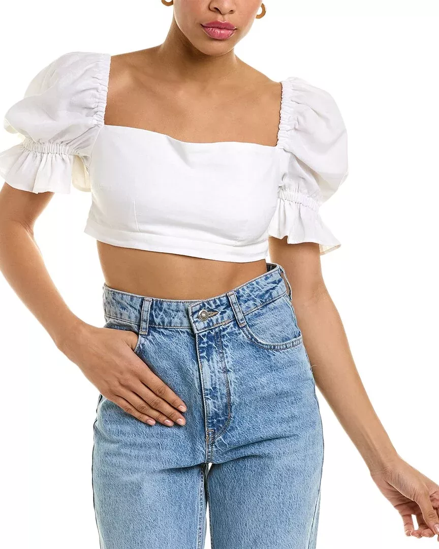 Just Bee Queen Calla Linen-Blend Top