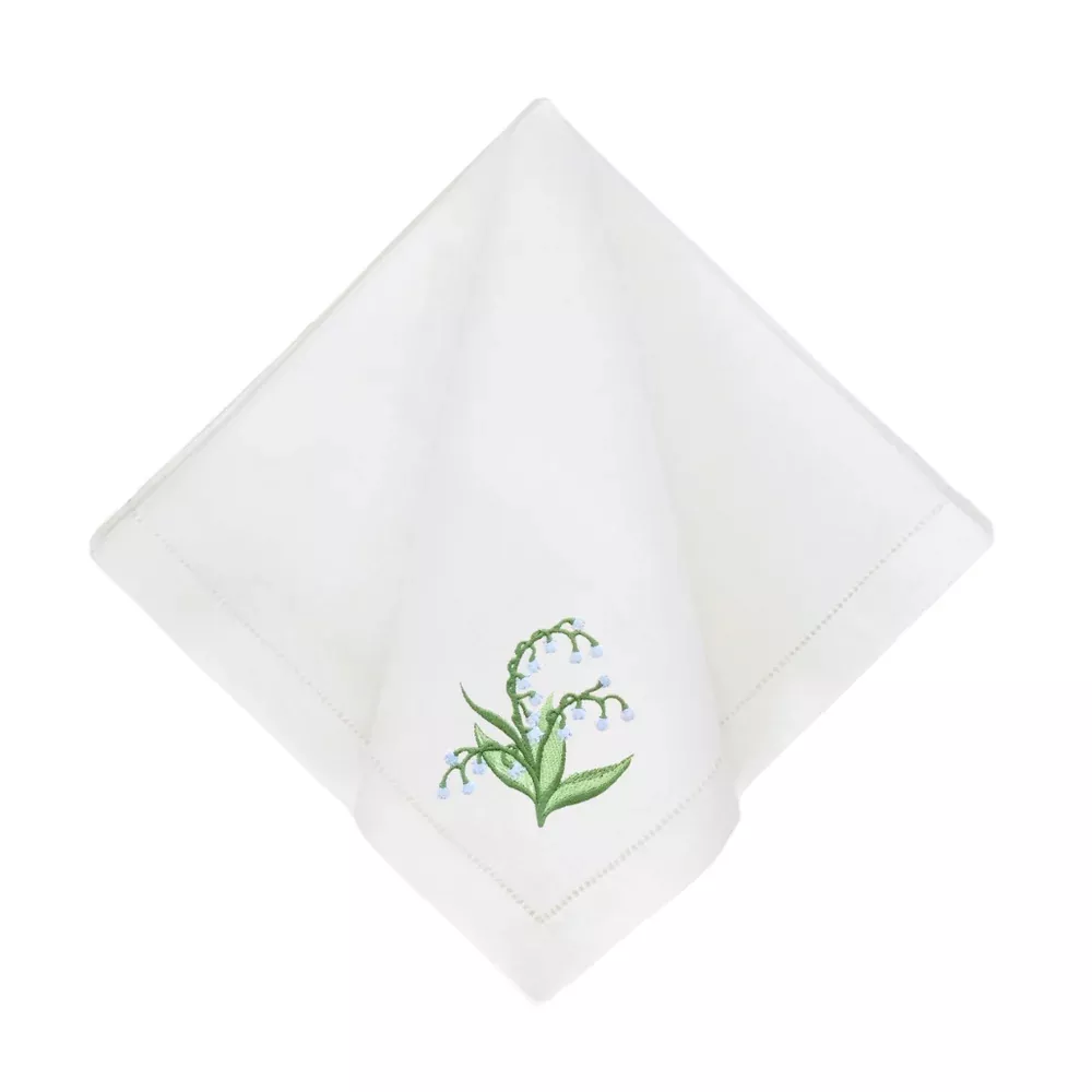 Lily of the Valley White Dinner Napkins-Set of 4