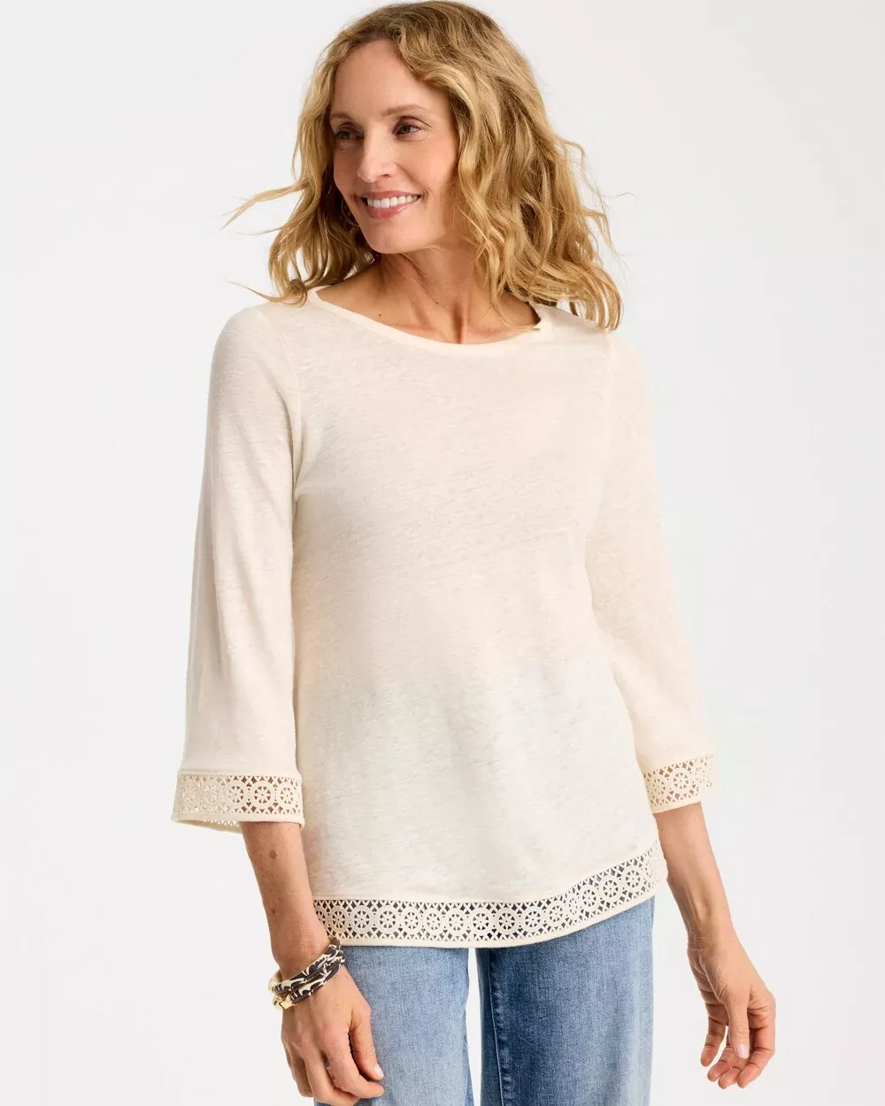 Linen Crochet Lace Tee