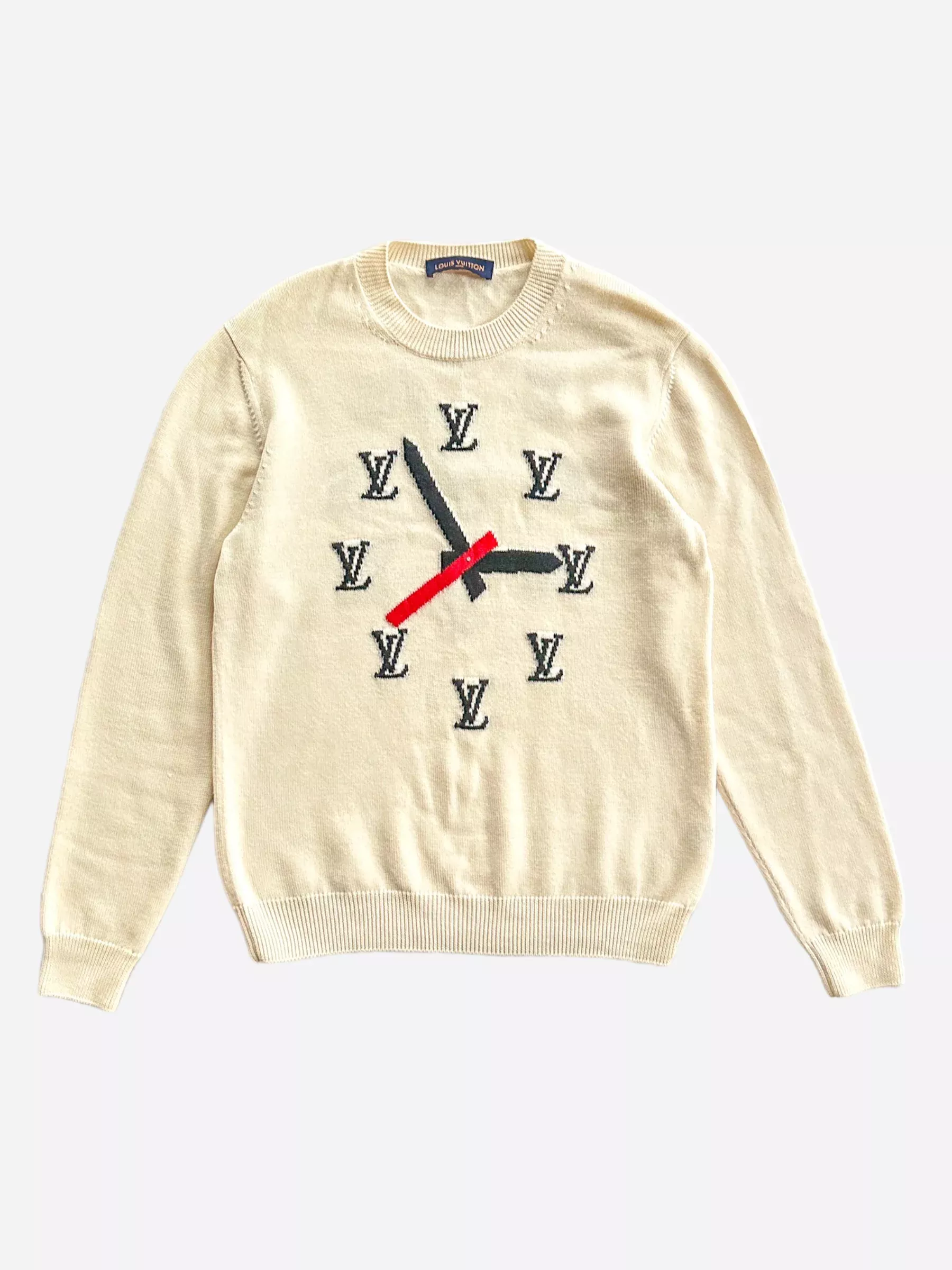 Louis Vuitton Beige Monogram Clock Wool Sweater