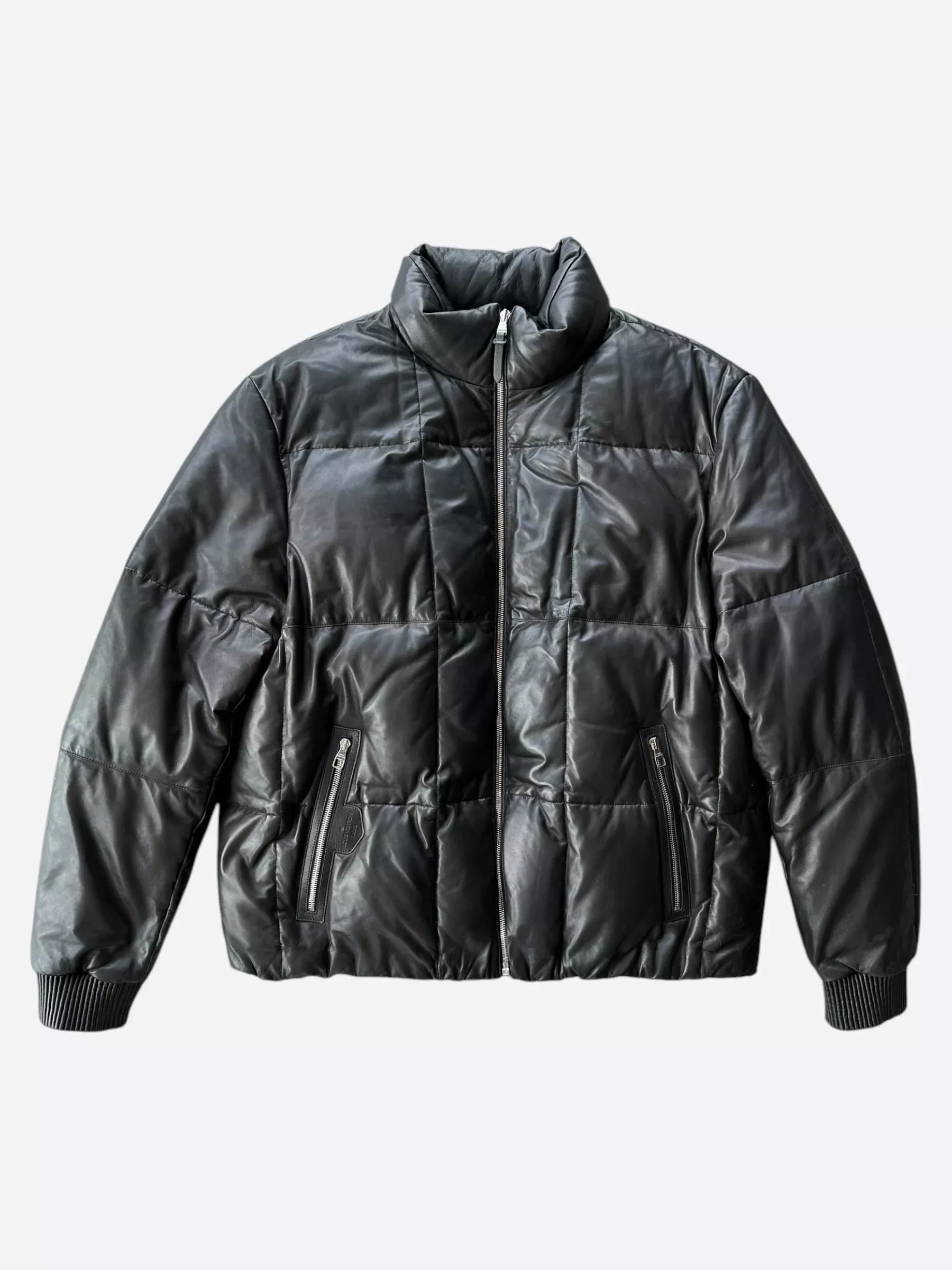 Louis Vuitton Black Leather Puffer Jacket