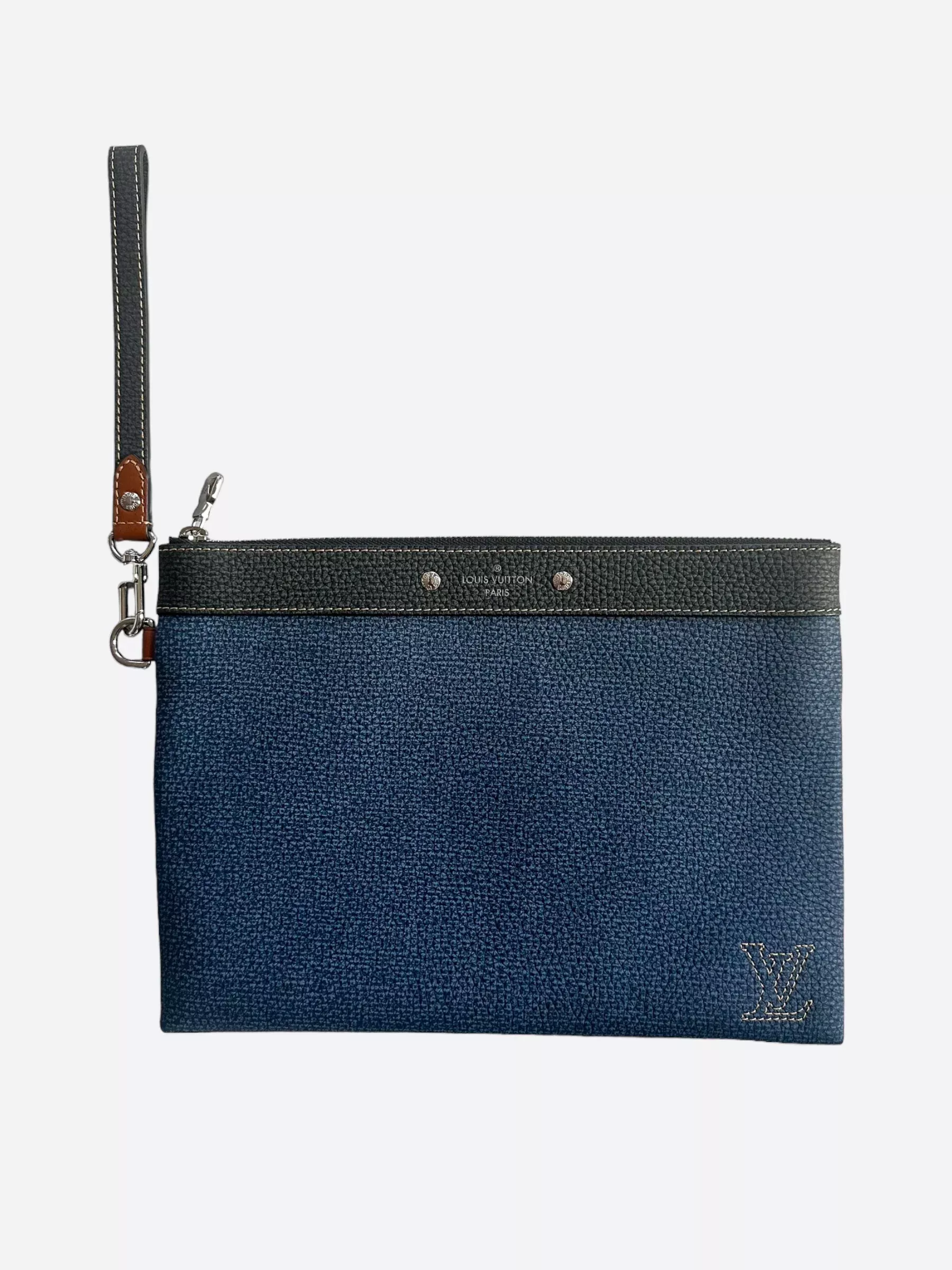 Louis Vuitton Blue Leather Takeoff Pouch