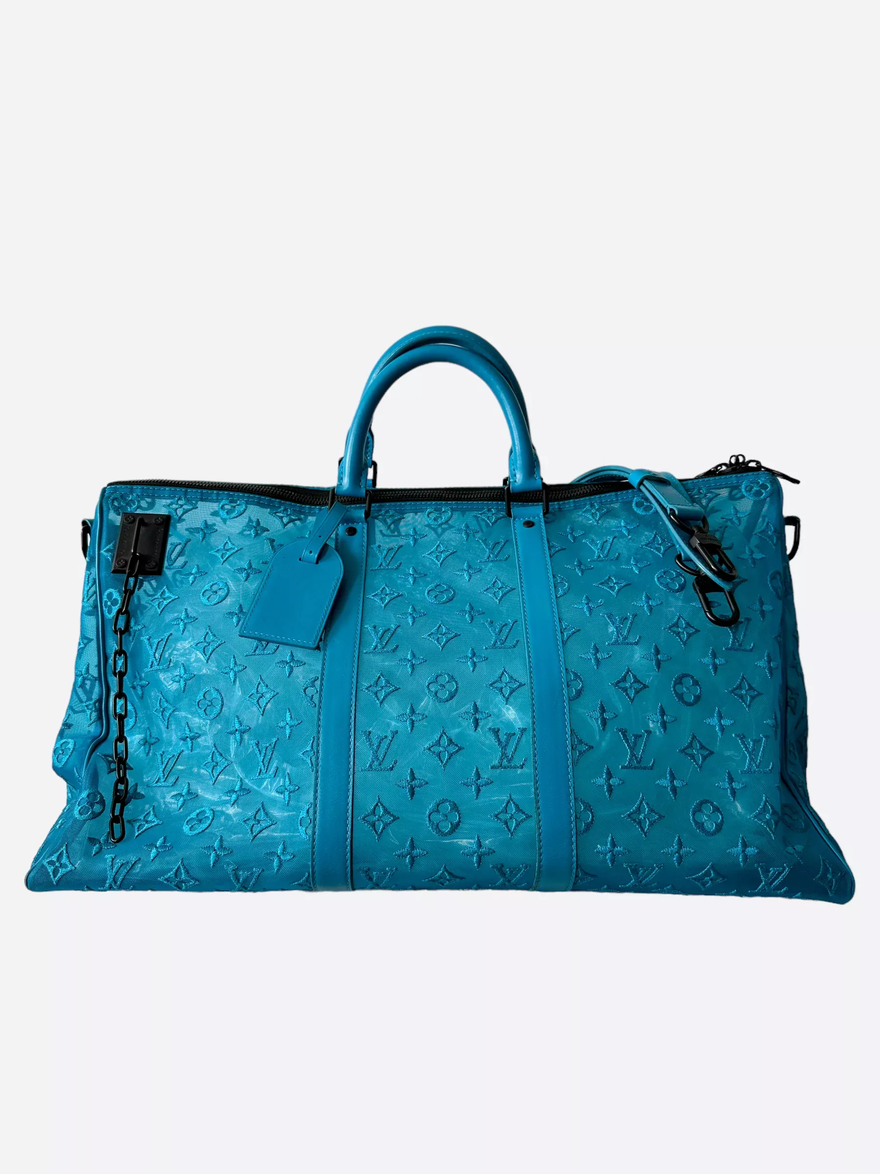 Louis Vuitton Blue Mesh Monogram Triangle Keepall 50