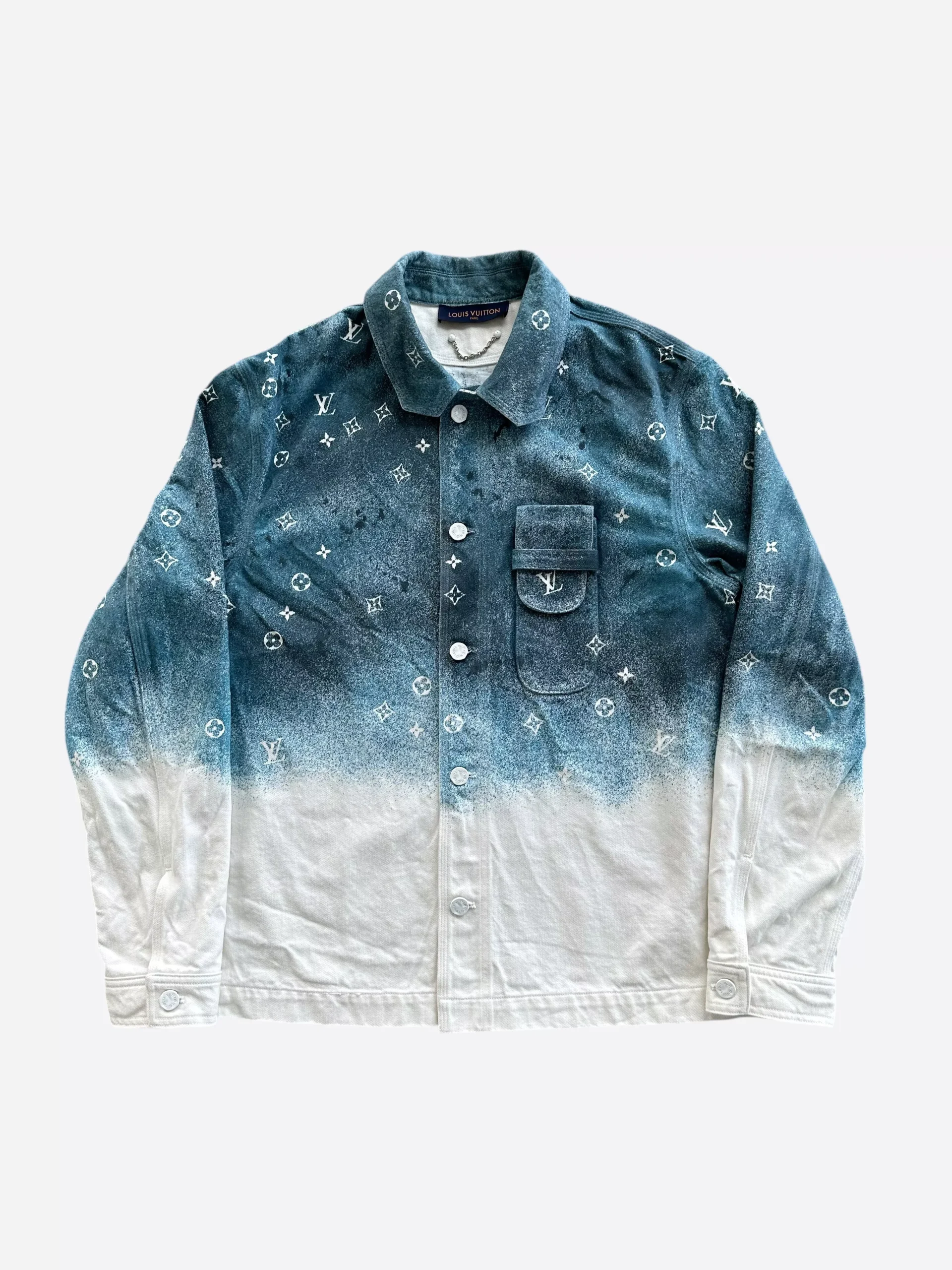 Louis Vuitton Blue & White Gradient Snowfall Monogram Denim Jacket