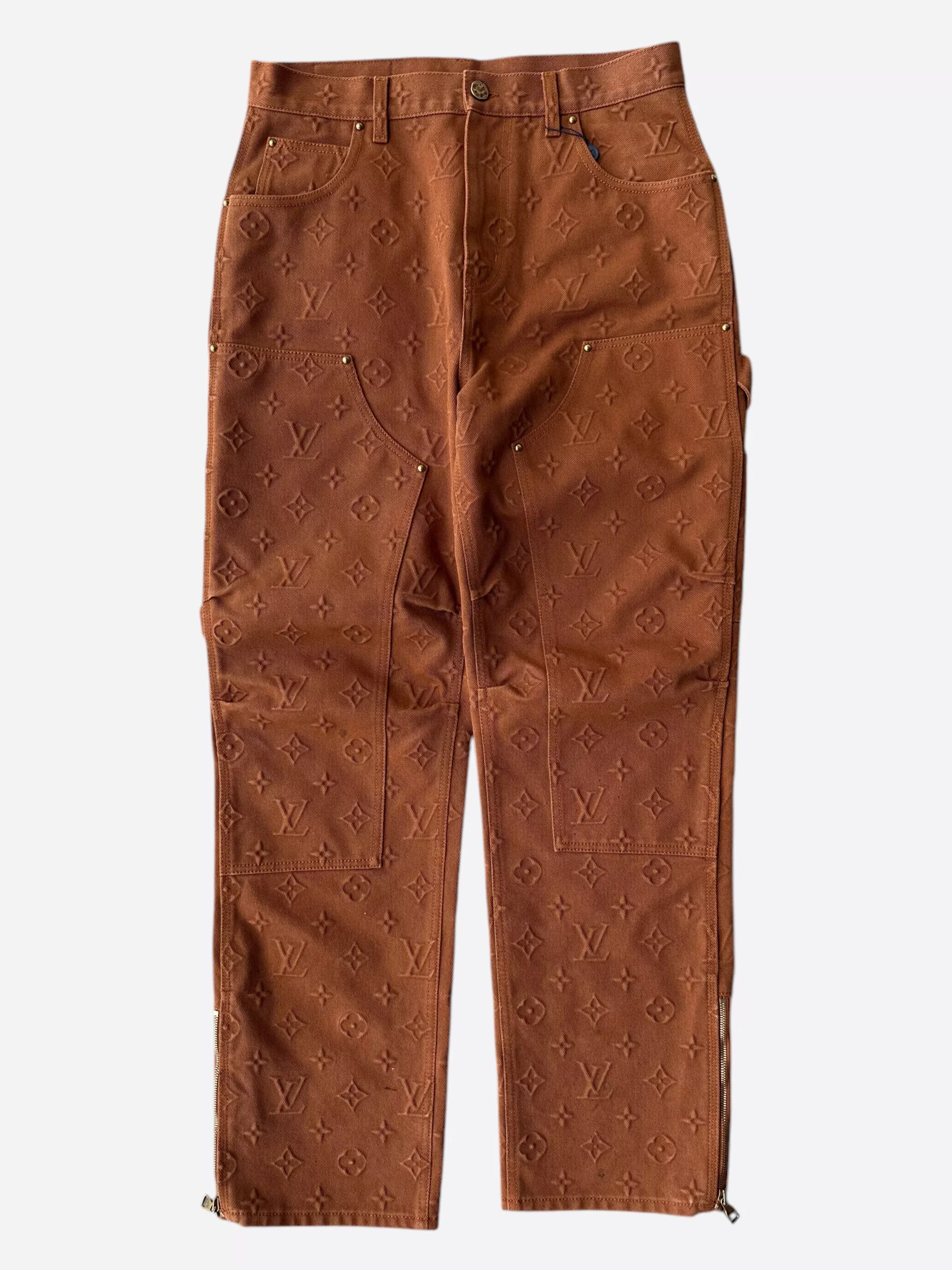 Louis Vuitton Brown Embossed Monogram Carpenter Pants