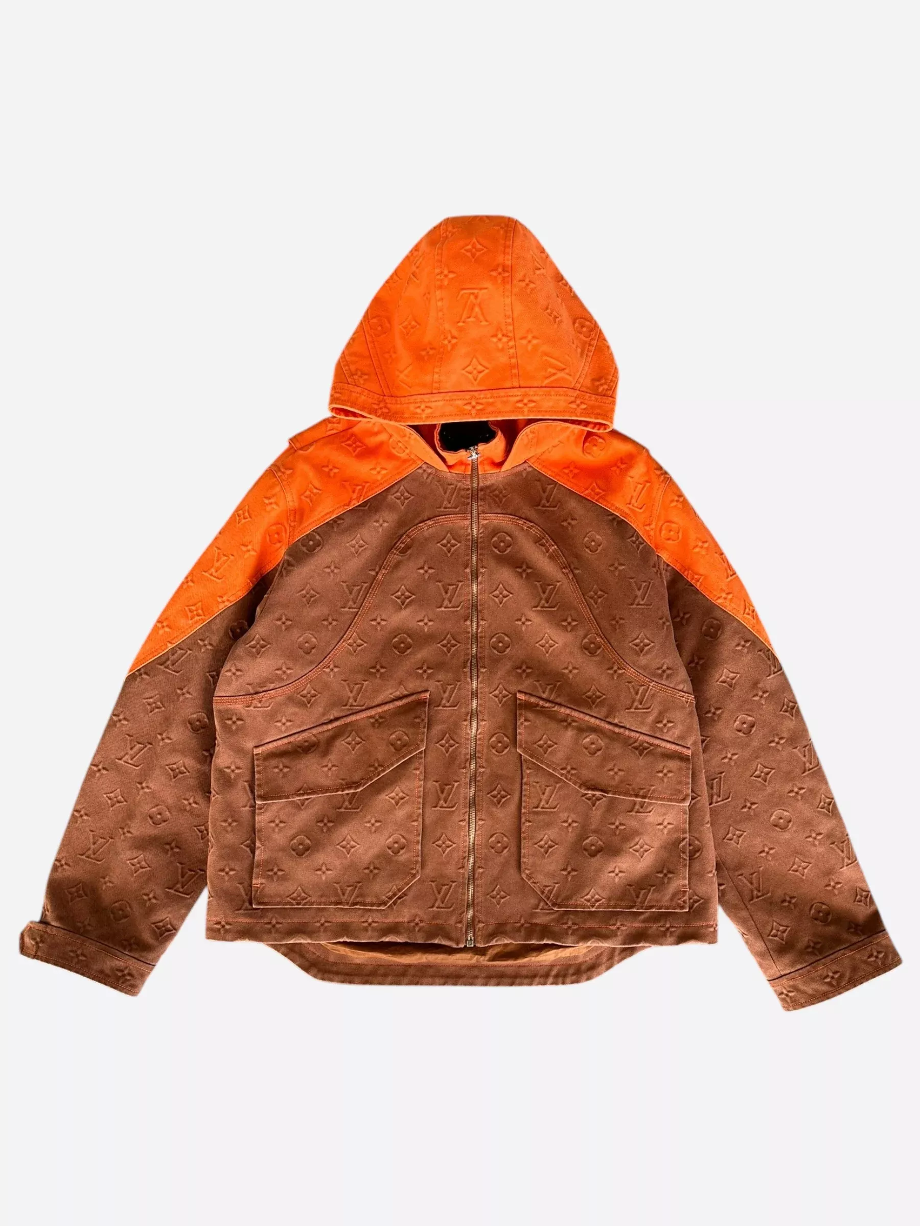 Louis Vuitton Brown & Orange Monogram Carpenter Hooded Jacket
