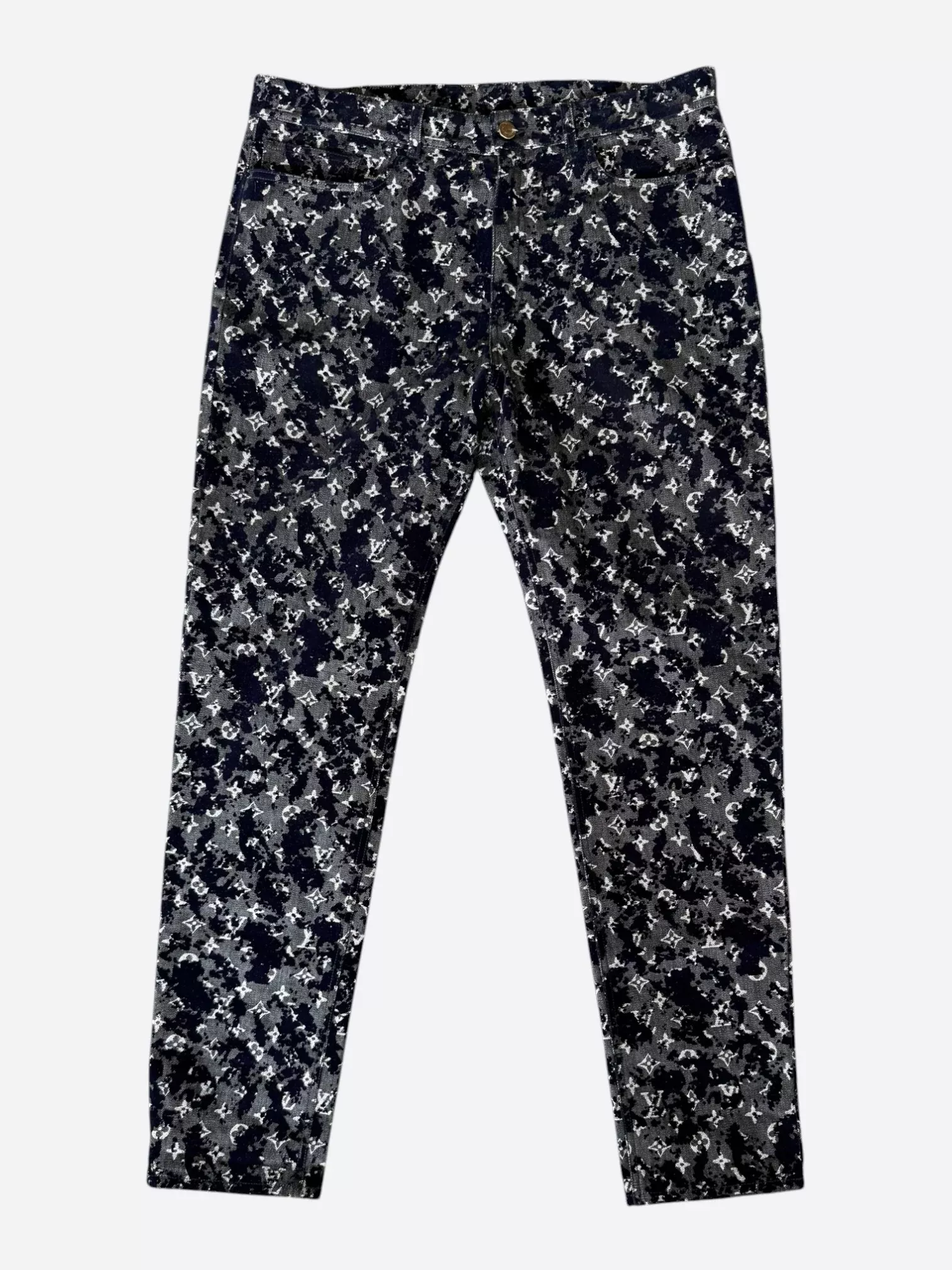 Louis Vuitton Grey Flocked Monogram Jeans