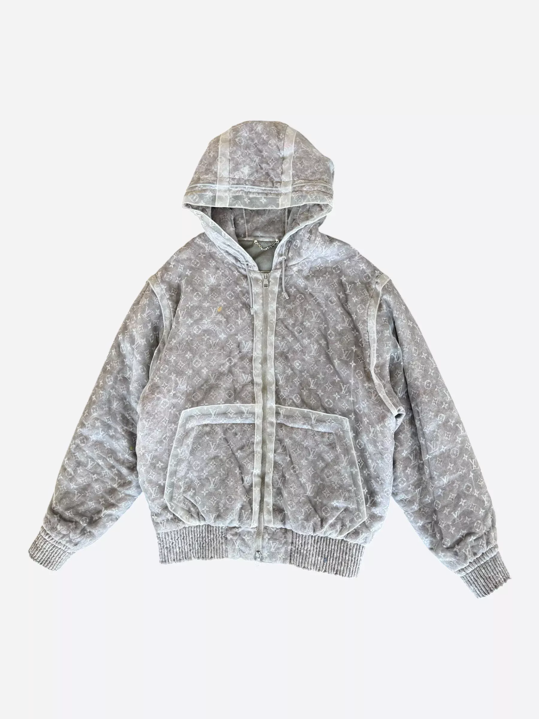 Louis Vuitton Grey Monogram Organza Padded Jacket