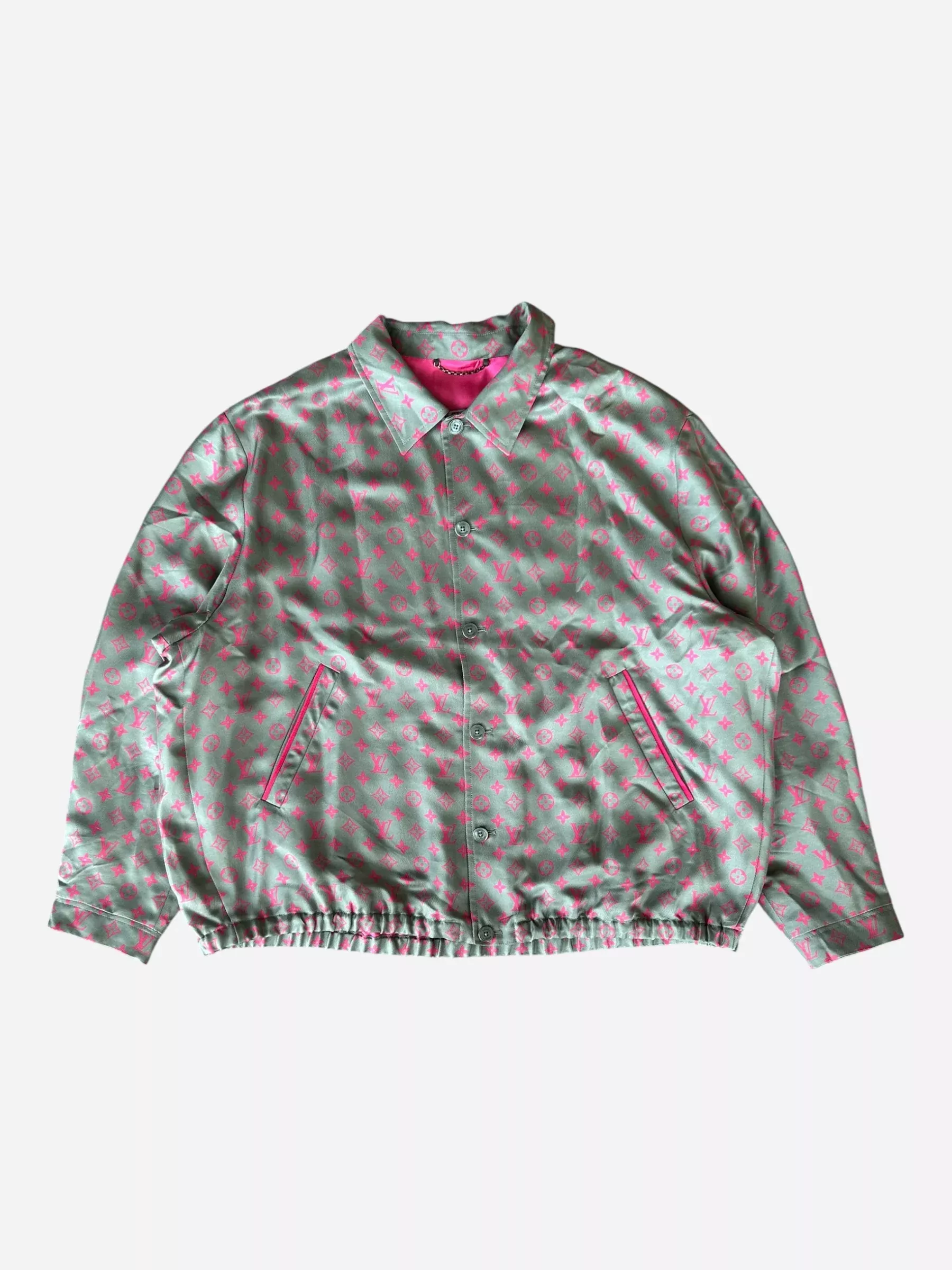 Louis Vuitton Grey & Pink Monogram Silk Jacket