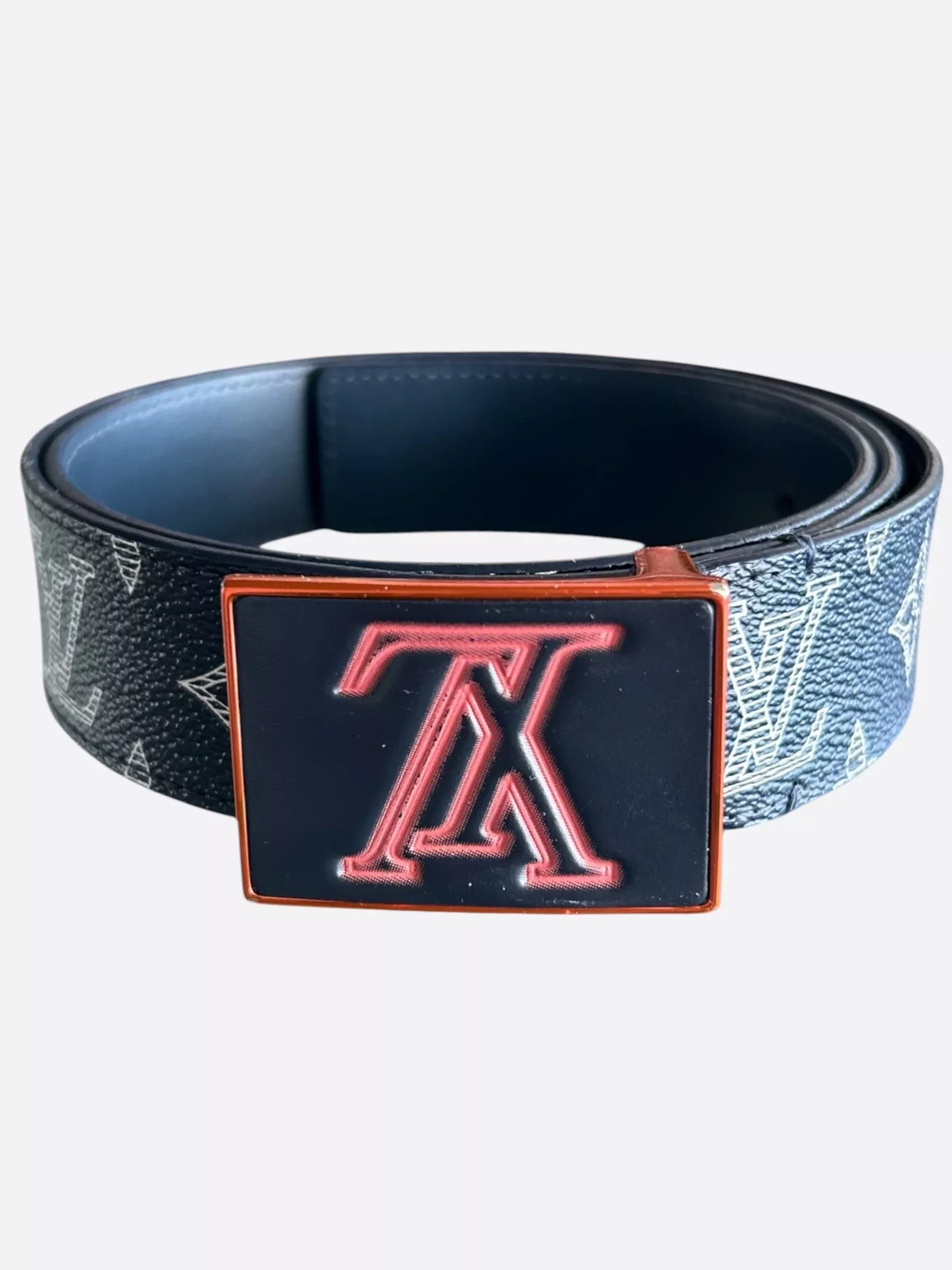 Louis Vuitton Navy Blue Monogram Upside Down Belt