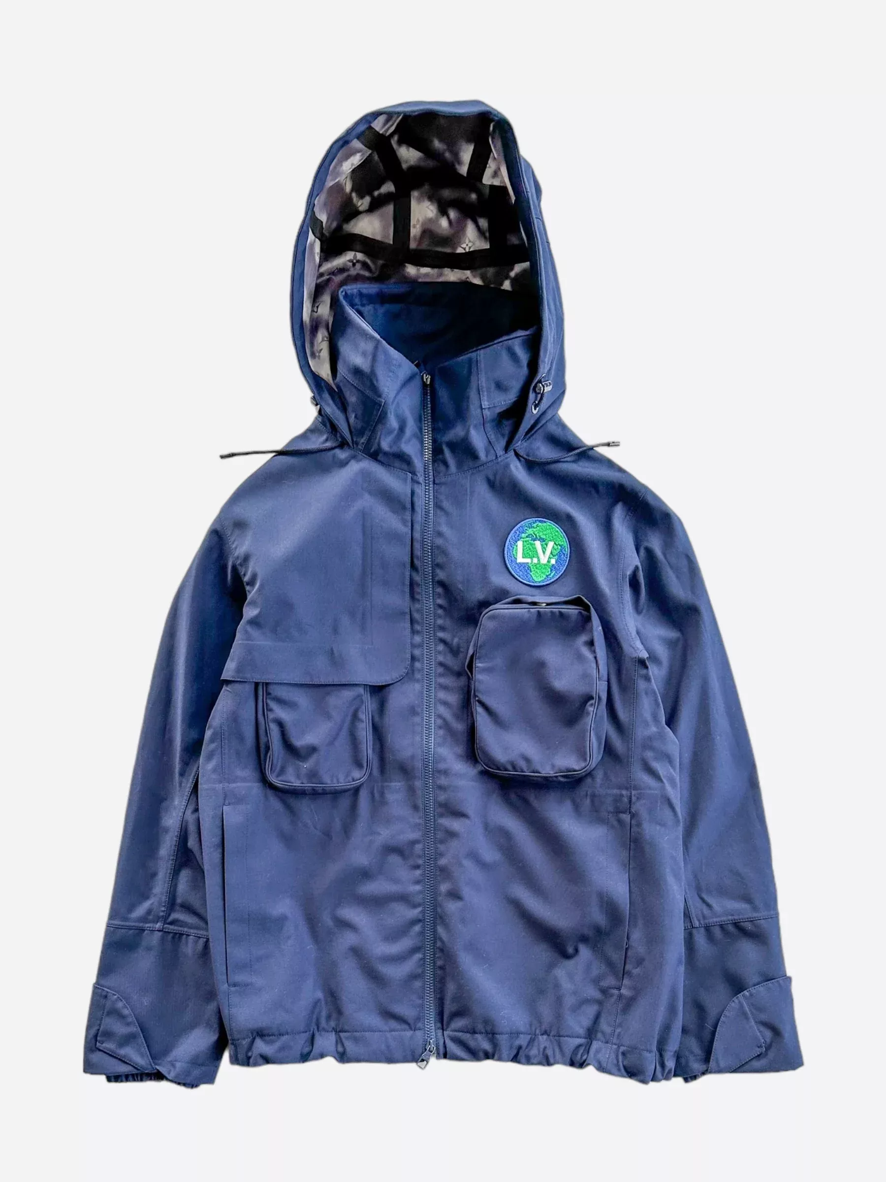 Louis Vuitton Navy LV Globe Parka Jacket