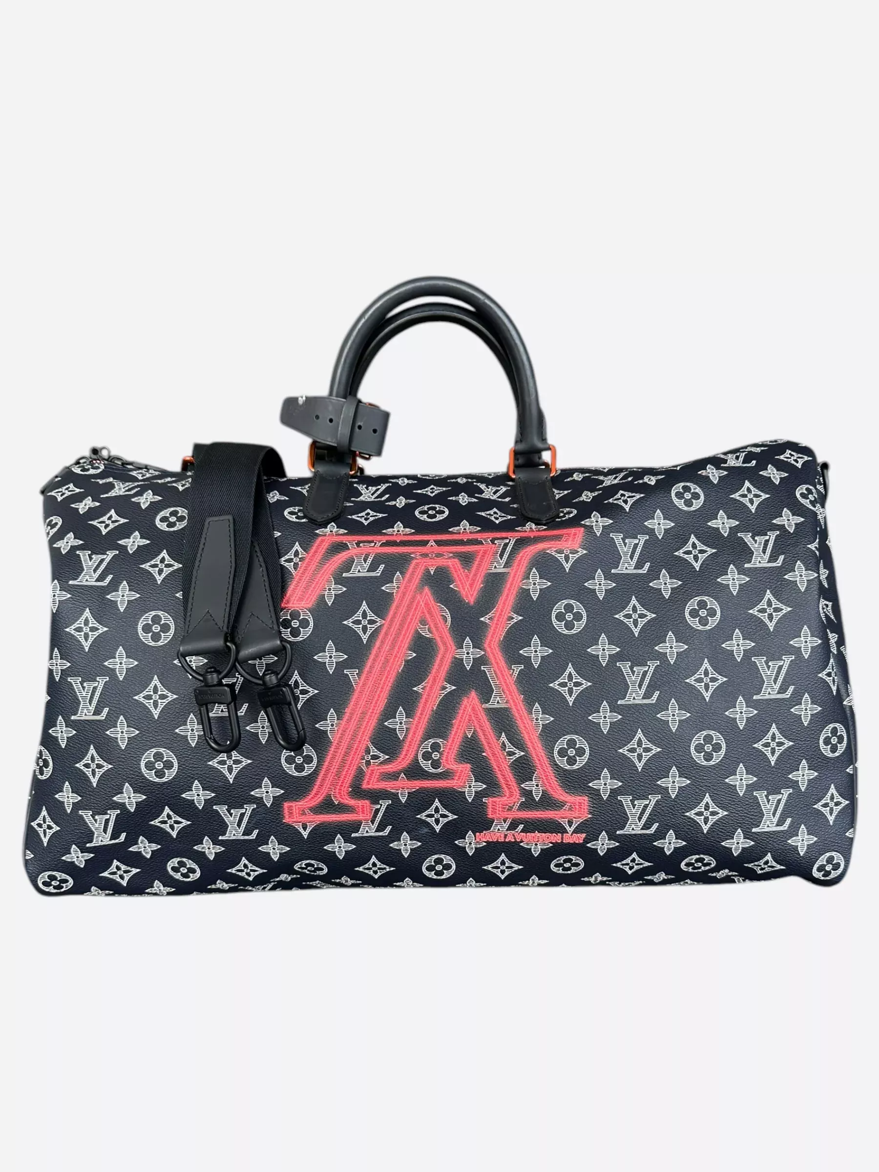 Louis Vuitton Navy & White Upside Down Monogram Keepall 50