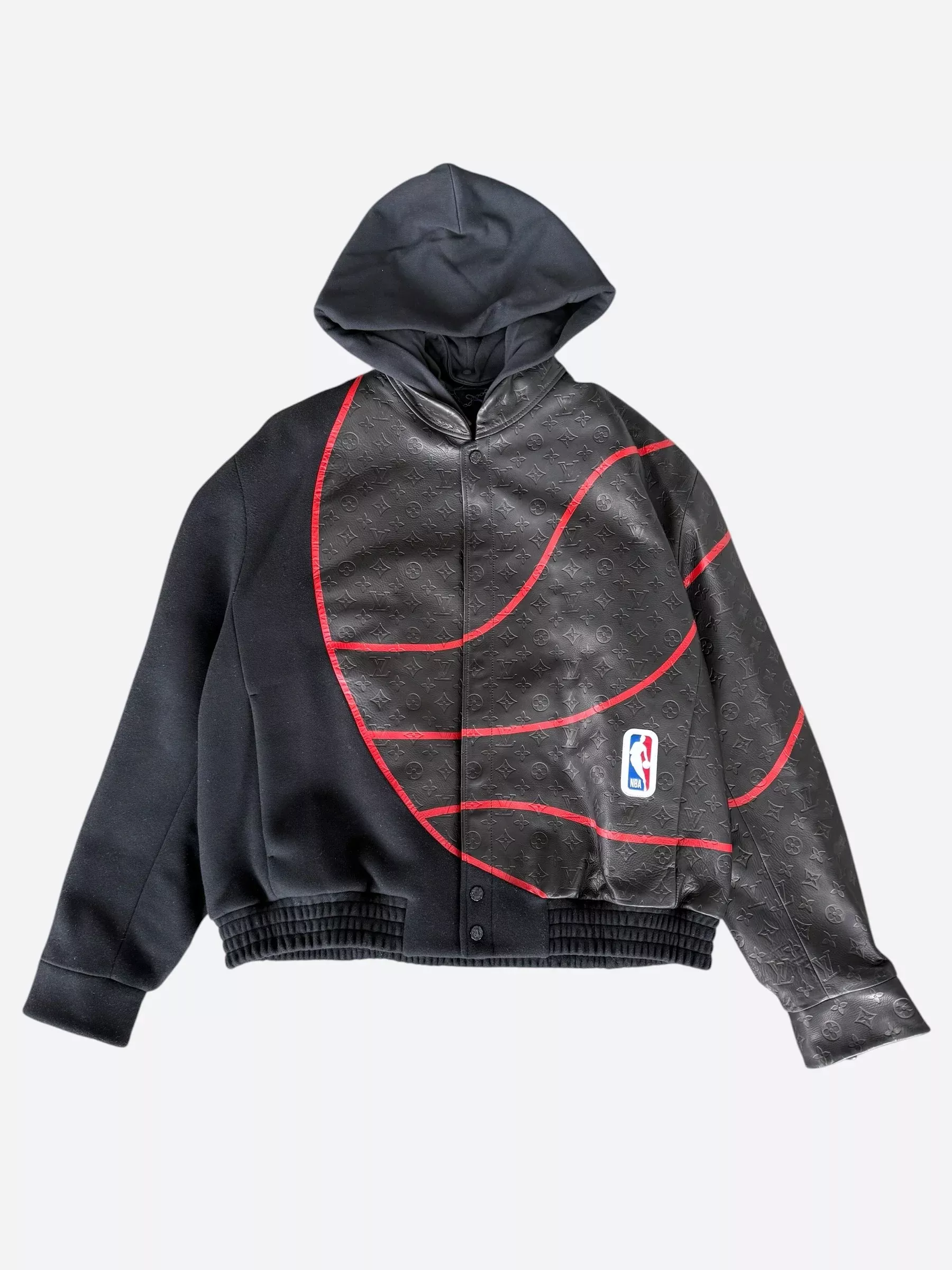 Louis Vuitton NBA Black & Red Leather Monogram Jacket