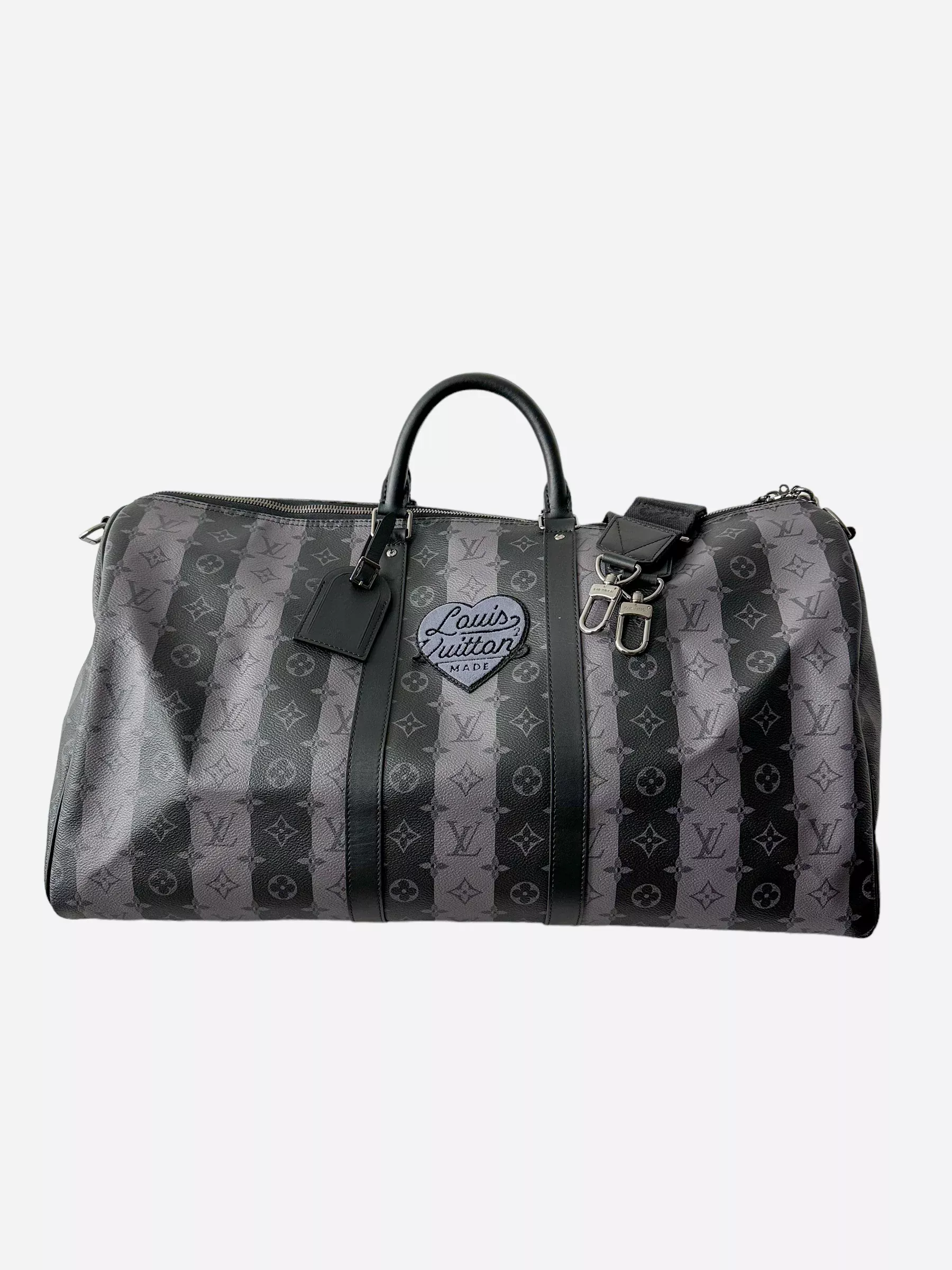 Louis Vuitton Nigo Grey Striped Monogram Keepall 55
