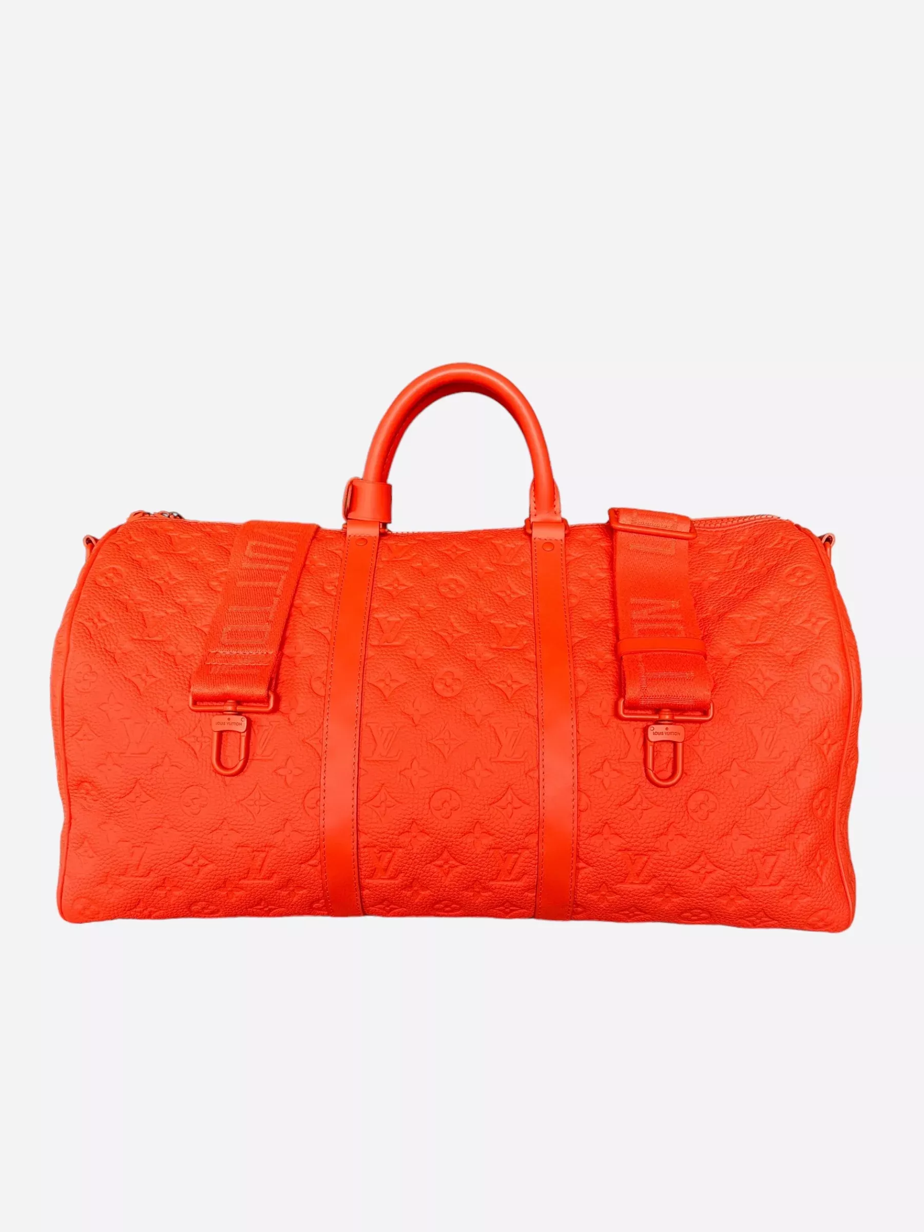 Louis Vuitton Orange Taurillon Monogram Keepall 50